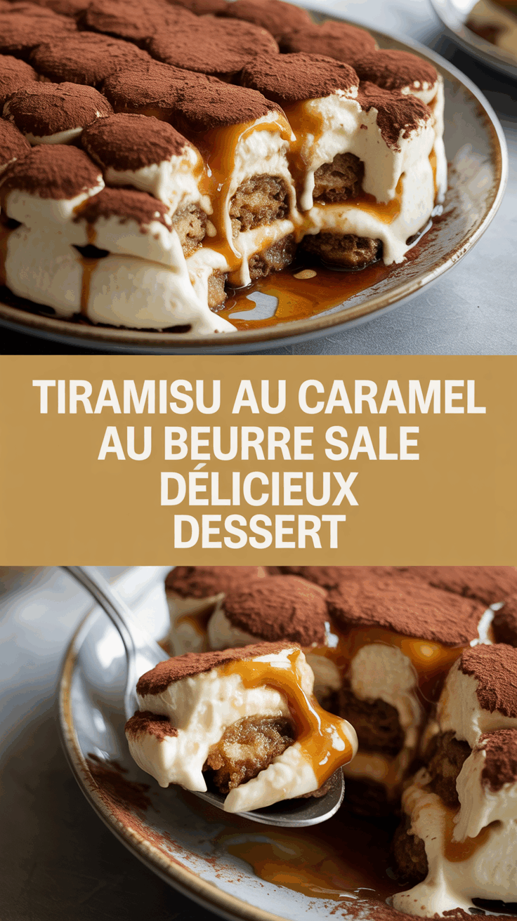Tiramisu au caramel au beurre salé délicieux dessert