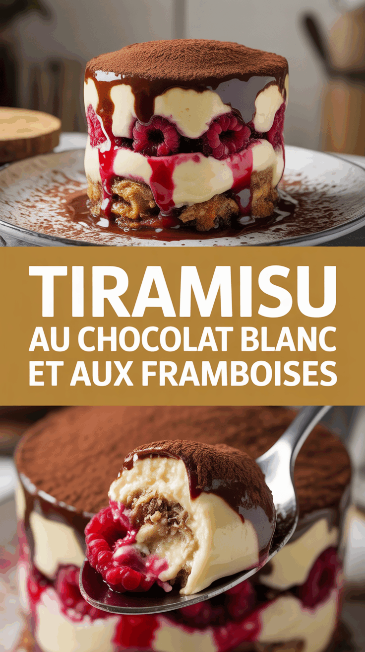 Tiramisu au chocolat blanc et aux framboises
