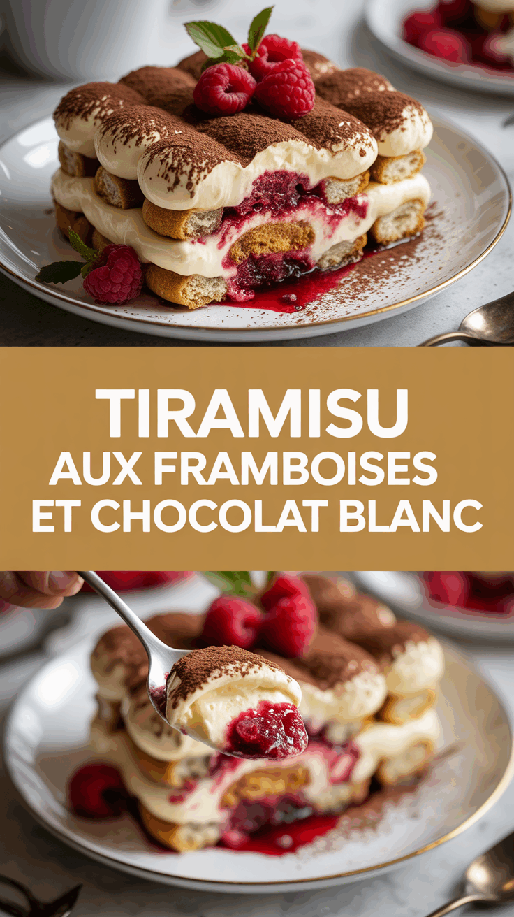 Tiramisu aux framboises et chocolat blanc