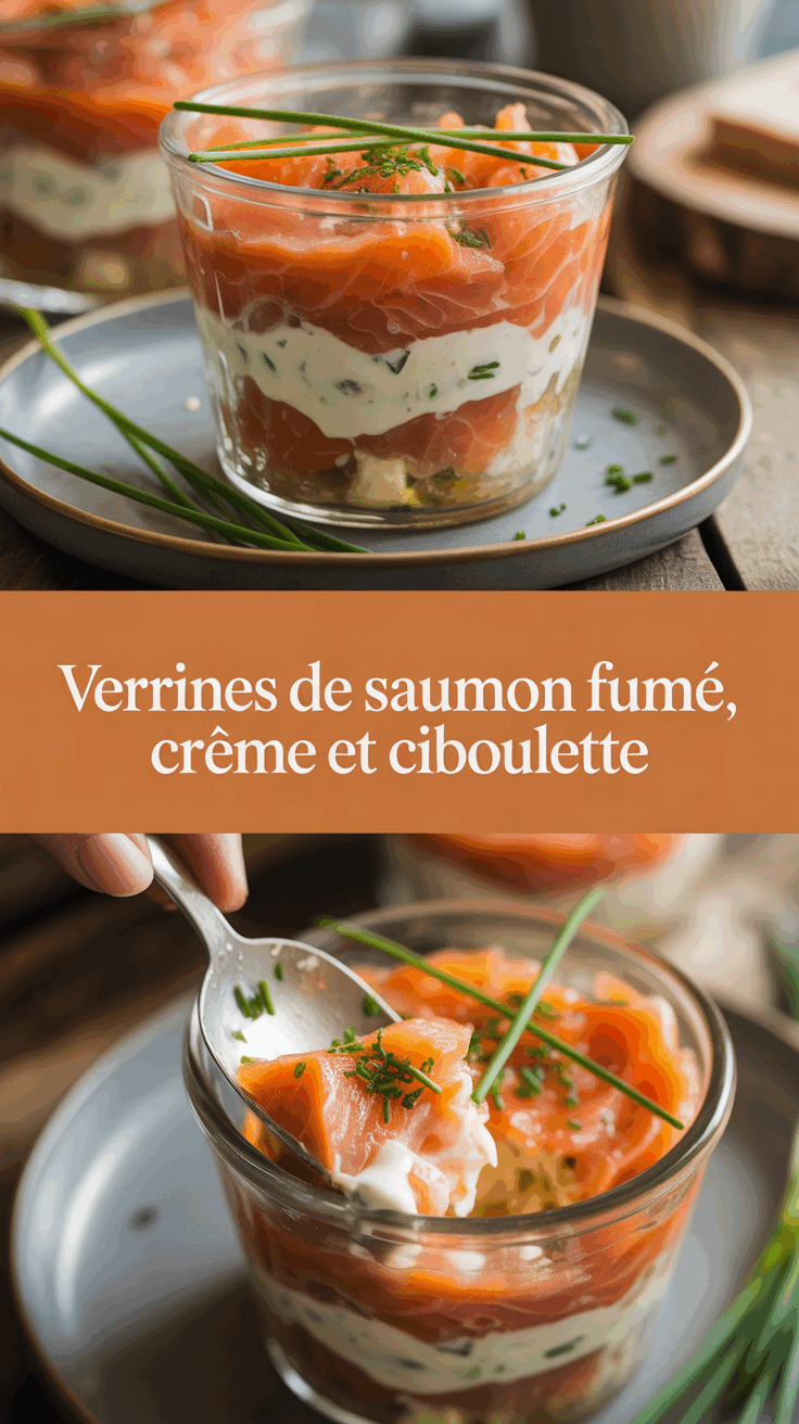 Verrines de saumon fumé, crème et ciboulette