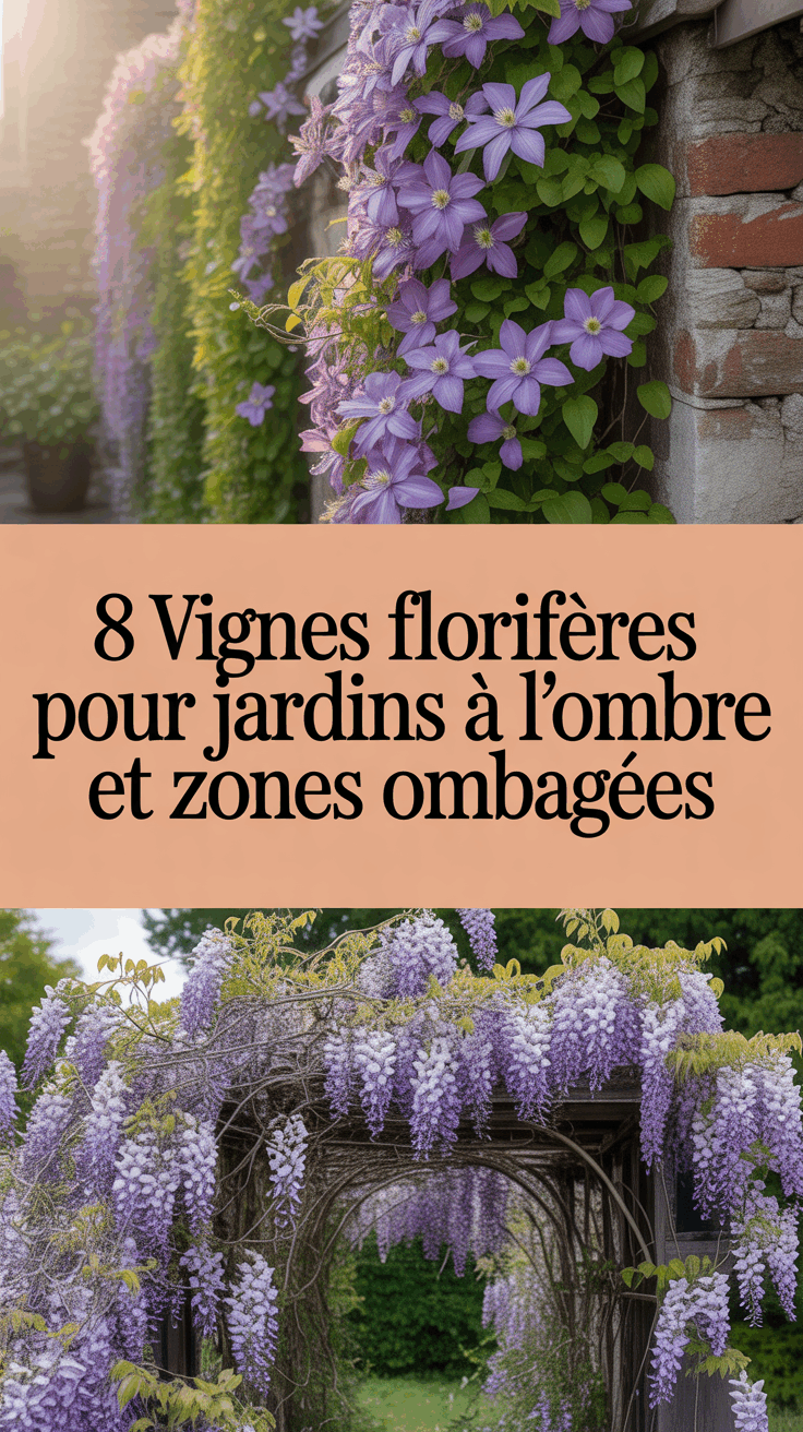 8 Vignes Florifères pour Jardins à l'Ombre et Zones Ombagées