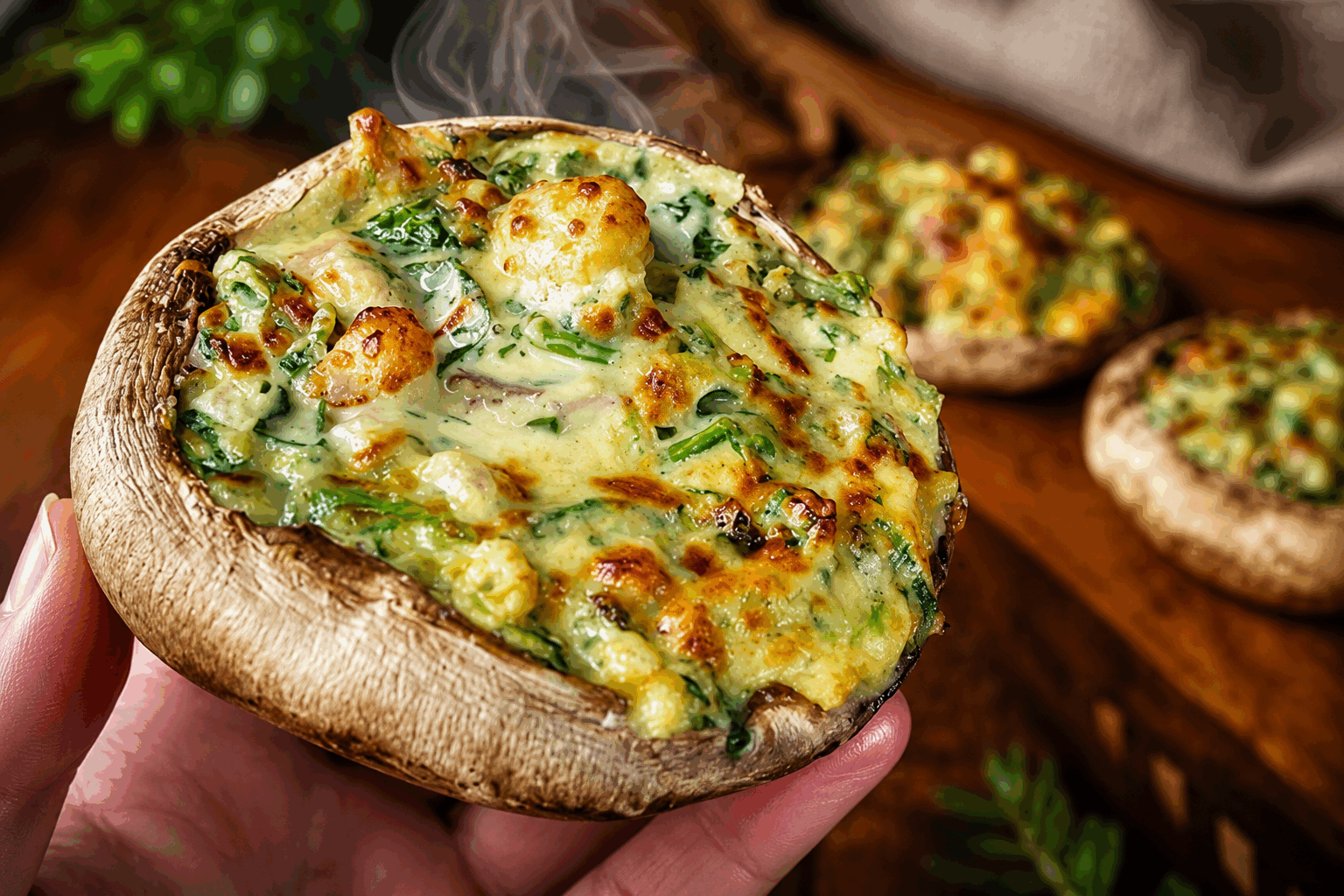 Champignons farcis crevettes-épinards : crémeux et prêts en 10 minutes 😋