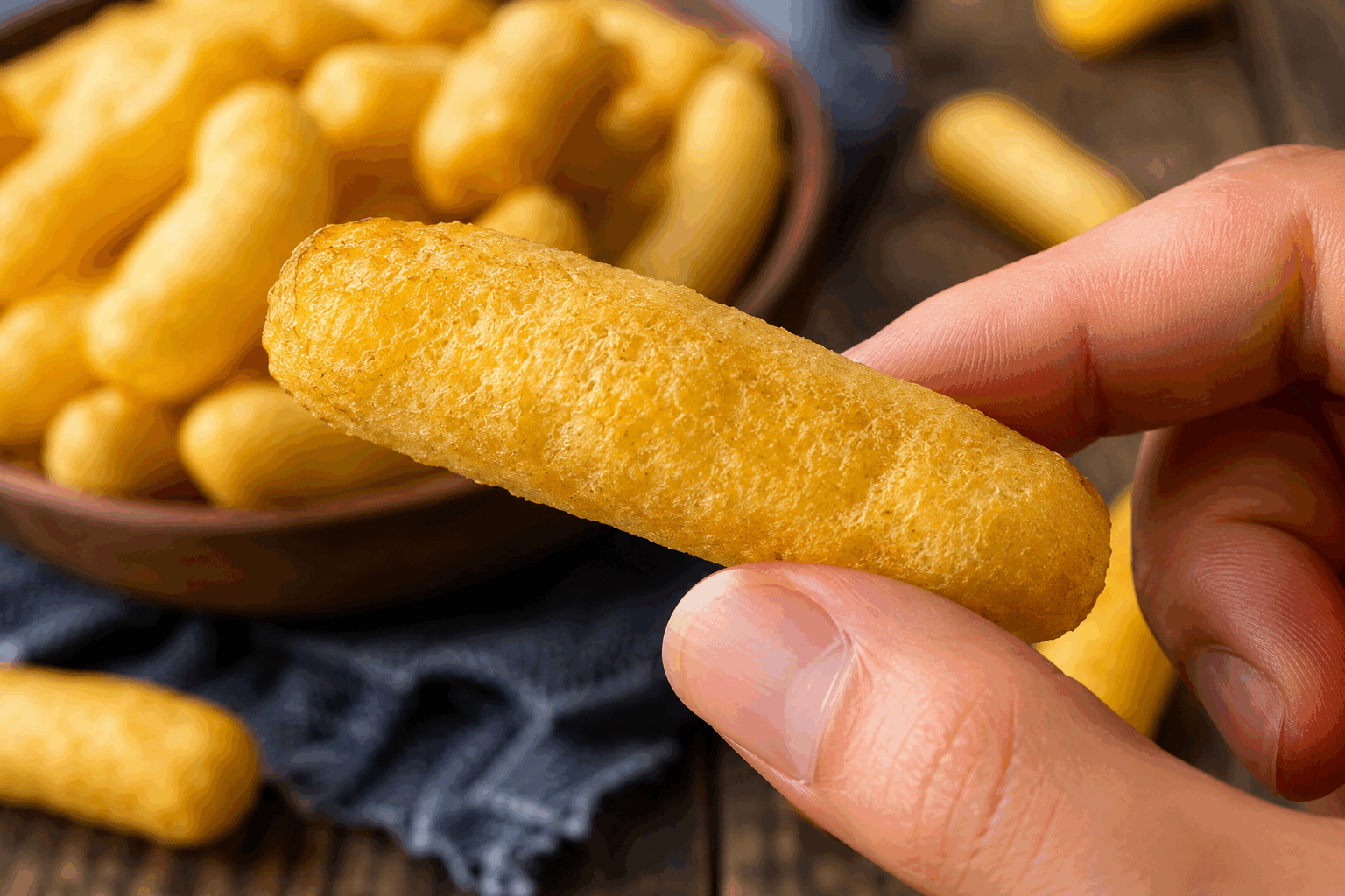 Cheetos maison croustillants et sans gluten en 5 minutes, recette ultra simple ! 🔥 Description Ces cheetos maison sont des snacks croustillants et savoureux, parfaits pour un apéritif rapide ou une pause gourmande. Sans gluten et réalisés en seulement 5 minutes, ils sont idéaux pour tous ceux qui recherchent une collation légère et facile à préparer. Informations Temps de préparation : 3 minutes Temps de cuisson : 2 minutes Nombre de portions : 4 personnes Difficulté : Facile Ingrédients Pour les cheetos 50 g de farine de maïs (polenta fine) 50 g de fécule de pommes de terre 40 g de fromage cheddar râpé 1 cuillère à café de paprika doux 1 pincée de sel 80 ml d’eau froide 1 cuillère à soupe d’huile d’olive Pour l'enrobage épicé 1 cuillère à café de poudre de cayenne (ajuster selon le goût) 1 cuillère à café de levure nutritionnelle (facultatif, pour un goût fromager supplémentaire) 1/2 cuillère à café d’ail en poudre Préparation Dans un saladier, mélange la farine de maïs, la fécule de pommes de terre, le paprika, le sel, la poudre de cayenne, l’ail en poudre et la levure nutritionnelle. Ajoute le cheddar râpé et mélange bien pour répartir uniformément. Verse l’eau froide et l’huile d’olive progressivement tout en remuant jusqu’à obtenir une pâte homogène et légèrement collante. Forme des boudins fins de pâte d’environ 1 cm de diamètre, puis coupe-les en petits tronçons de 4 à 5 cm. Fais chauffer une poêle antiadhésive à feu moyen avec un peu d’huile d’olive. Fais revenir les morceaux de pâte 1 minute de chaque côté jusqu’à ce qu’ils soient bien dorés et croustillants. Attention, la cuisson est rapide ! Égoutte sur du papier absorbant et saupoudre immédiatement avec un peu de sel ou d’épices supplémentaires selon tes goûts. Astuces Veille à bien couper les boudins de pâte en taille homogène pour une cuisson uniforme. Si tu préfères, tu peux cuire ces cheetos au four à 200°C pendant 8 à 10 minutes en les retournant à mi-cuisson pour un résultat moins gras. Pour varier les saveurs, remplace le cheddar par du parmesan ou ajoute des herbes aromatiques à la pâte. Conserve tes cheetos dans une boîte hermétique pour préserver leur croustillant plusieurs jours. Service Servez ces cheetos maison tièdes ou à température ambiante, accompagnés d’un dip au yaourt grec ou d’une sauce piquante. Idéals pour un apéritif improvisé, un encas ou une soirée entre amis.