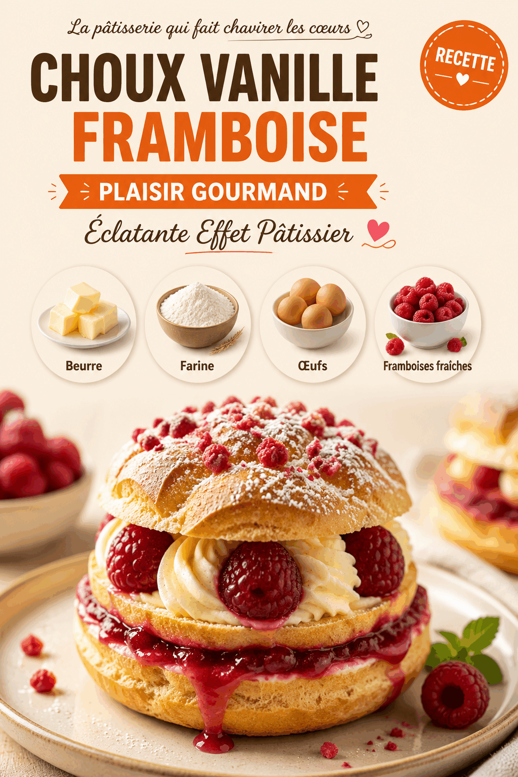 Choux Vanille Framboise : Plaisir Gourmand Éclatante Effet Pâtissier 💖