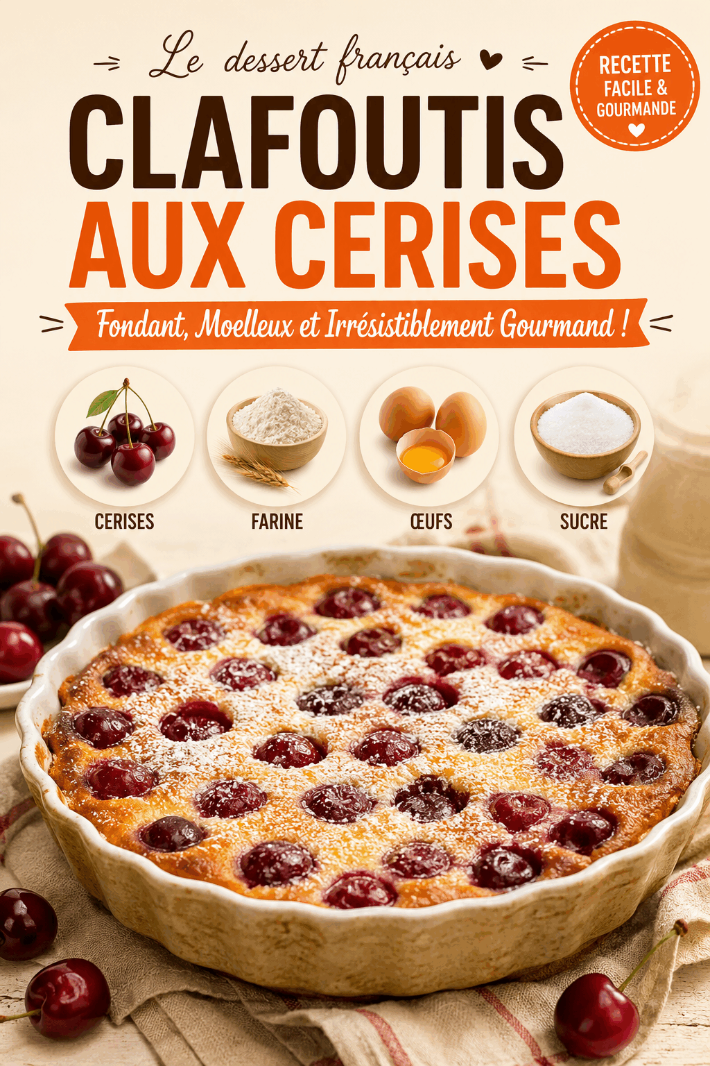 Clafoutis aux Cerises : Fondant, Moelleux et Irrésistiblement Gourmand !