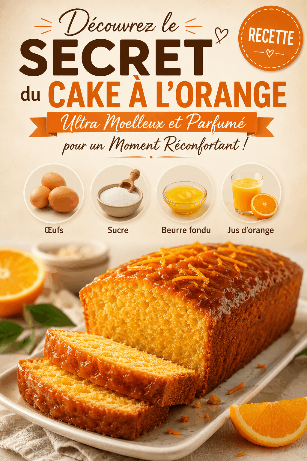 Découvrez le Secret du Cake à l&rsquo;Orange : Ultra Moelleux et Parfumé pour un Moment Réconfortant !