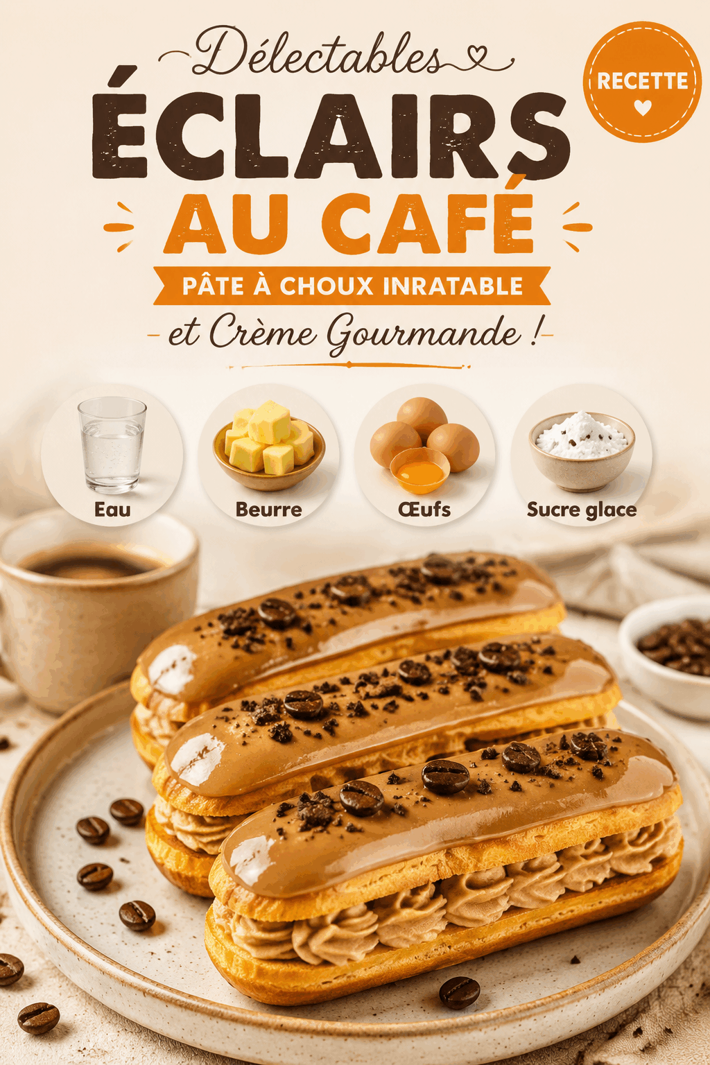 Délectables Éclairs au Café : Pâte à Choux Inratable et Crème Gourmande !