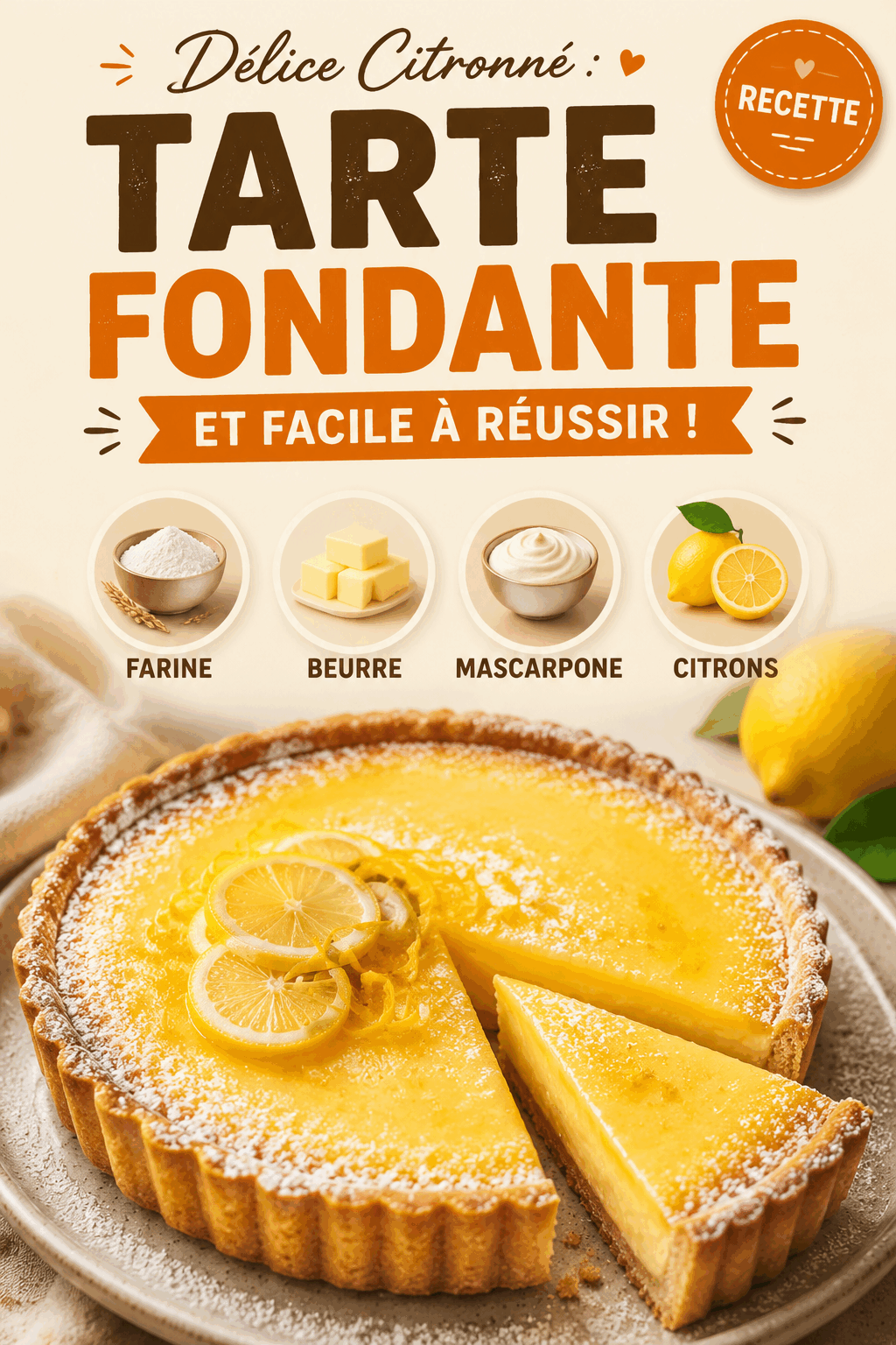 Délice Citronné : Tarte Fondante et Facile à Réussir !