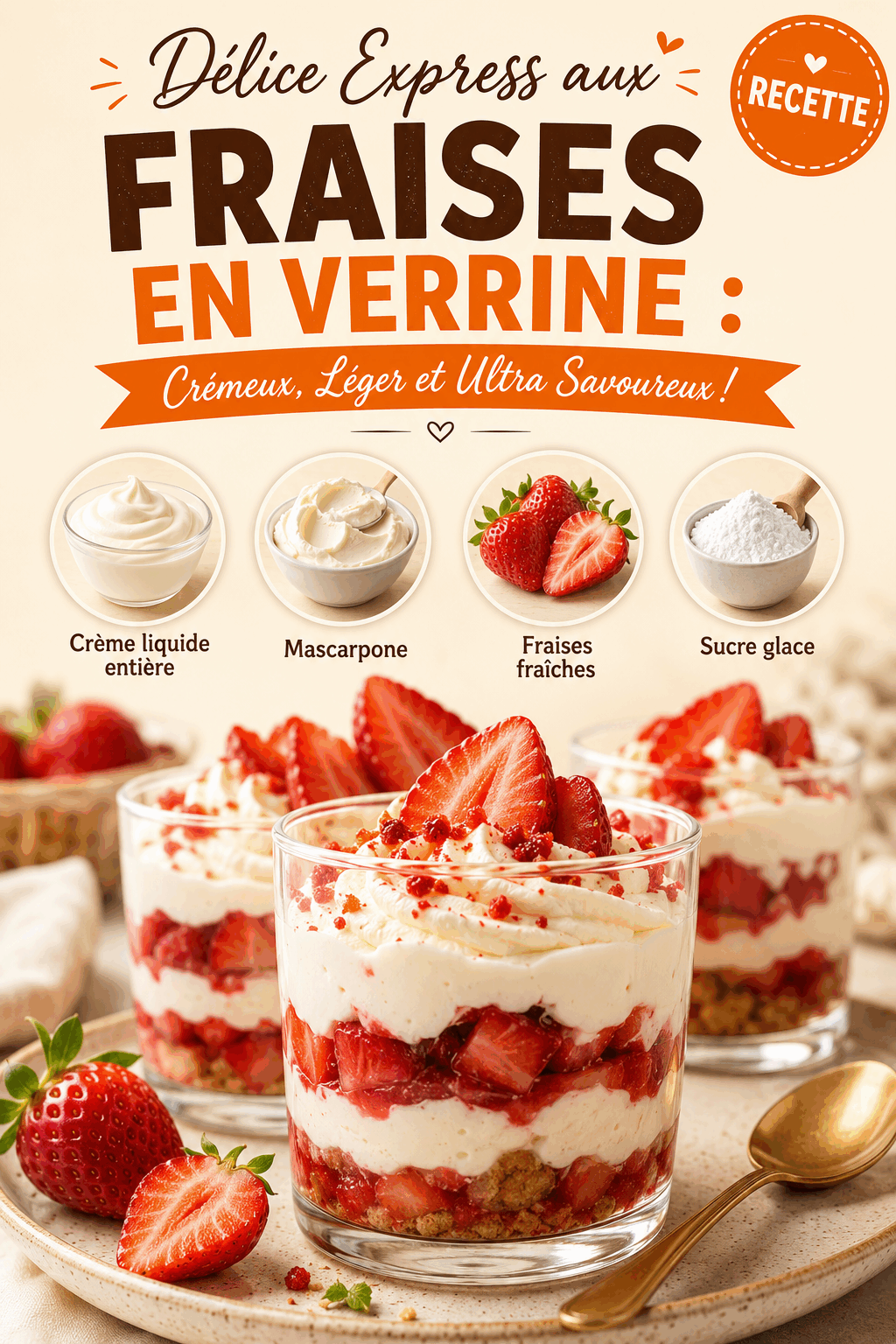 Délice Express aux Fraises en Verrine : Crémeux, Léger et Ultra Savoureux !