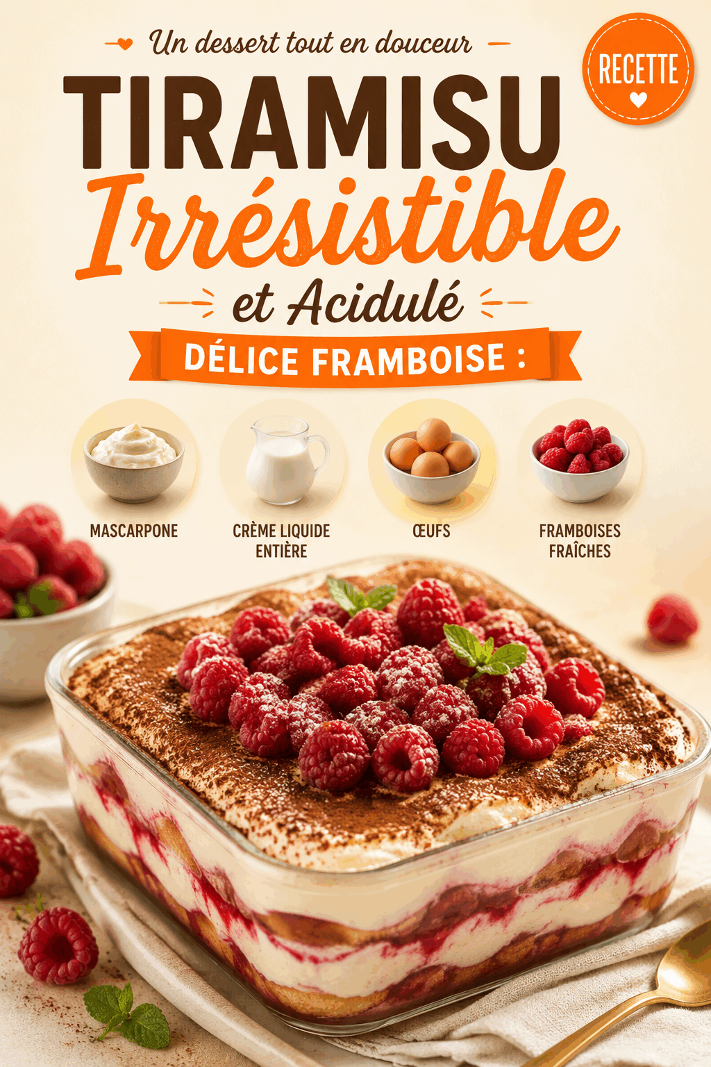 Délice Framboise : Tiramisu Irrésistible et Acidulé
