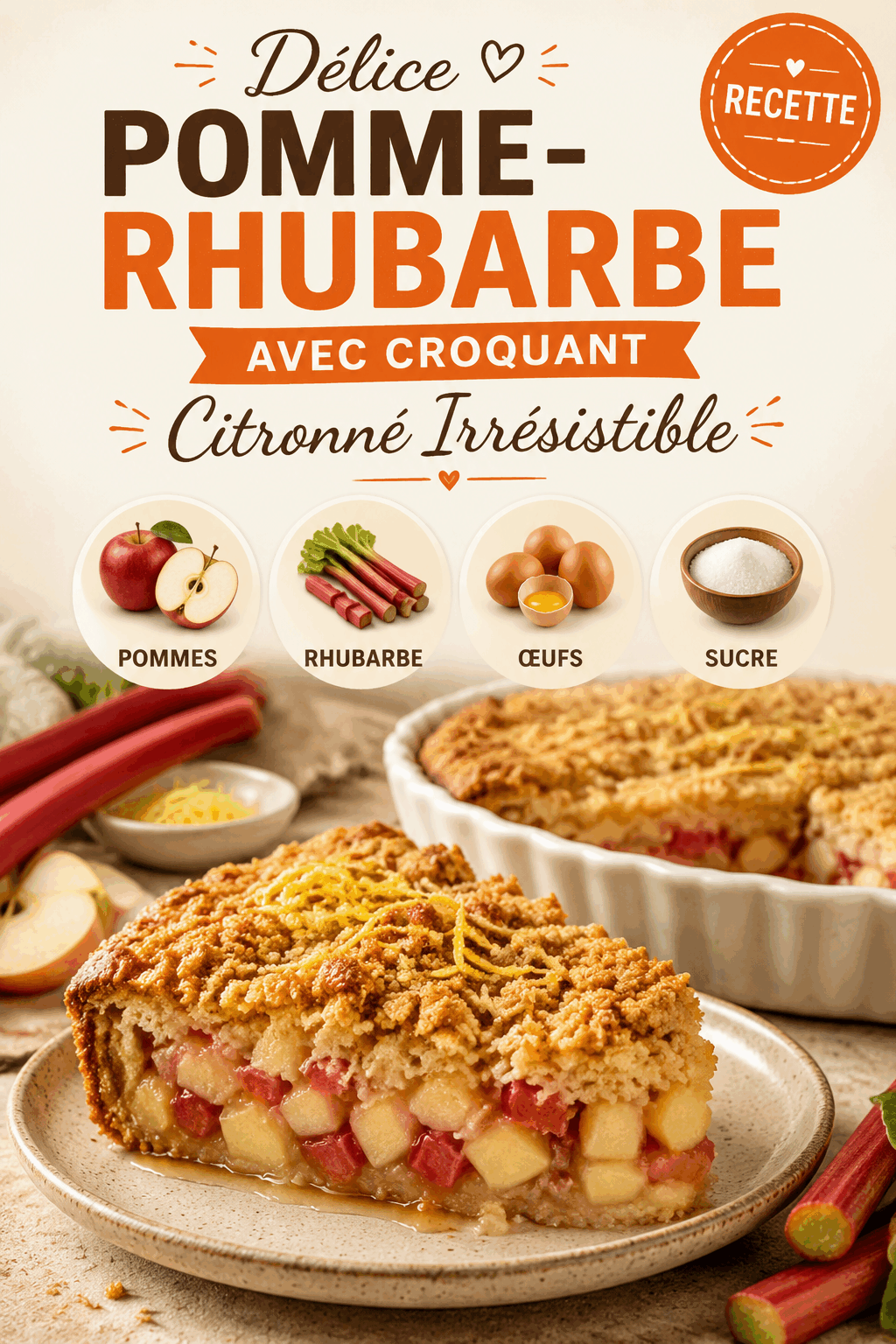 Délice Pomme-Rhubarbe avec Croquant Citronné Irrésistible