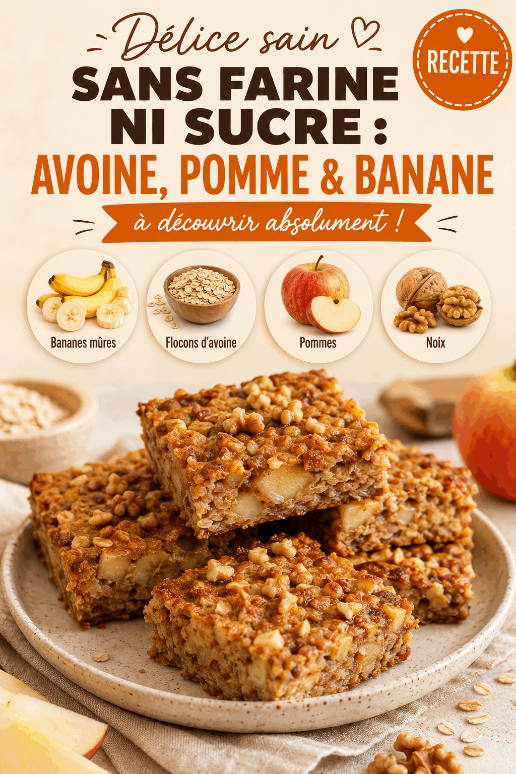 Délice sain sans farine ni sucre : avoine, pomme & banane à découvrir absolument !