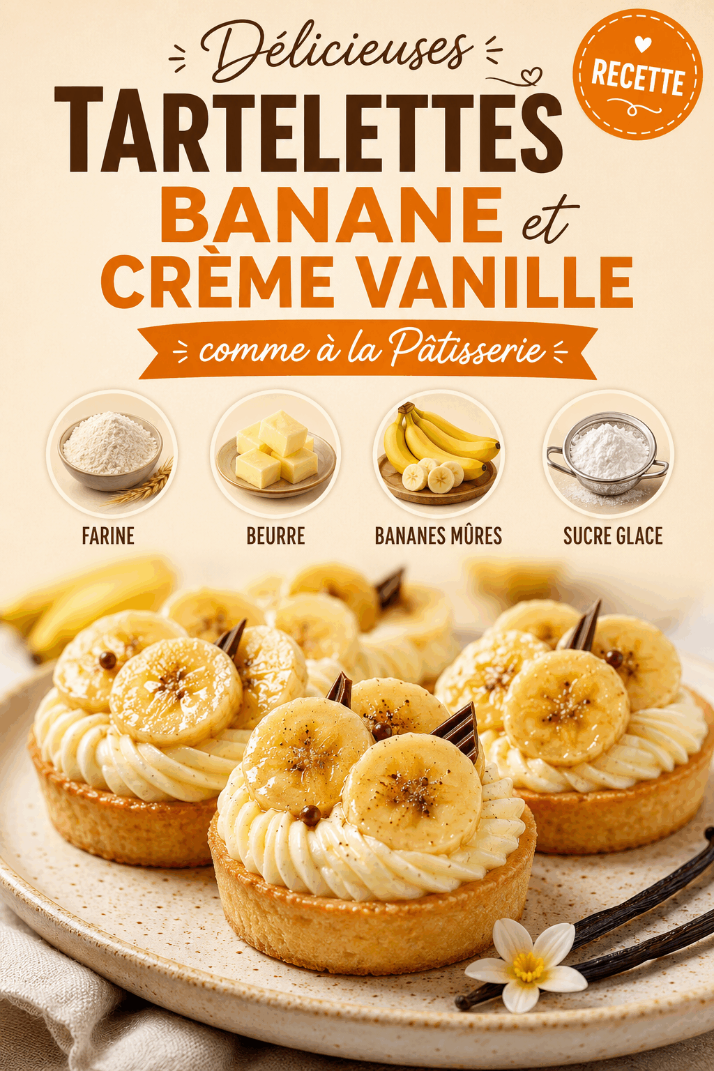 Délicieuses Tartelettes Banane et Crème Vanille comme à la Pâtisserie