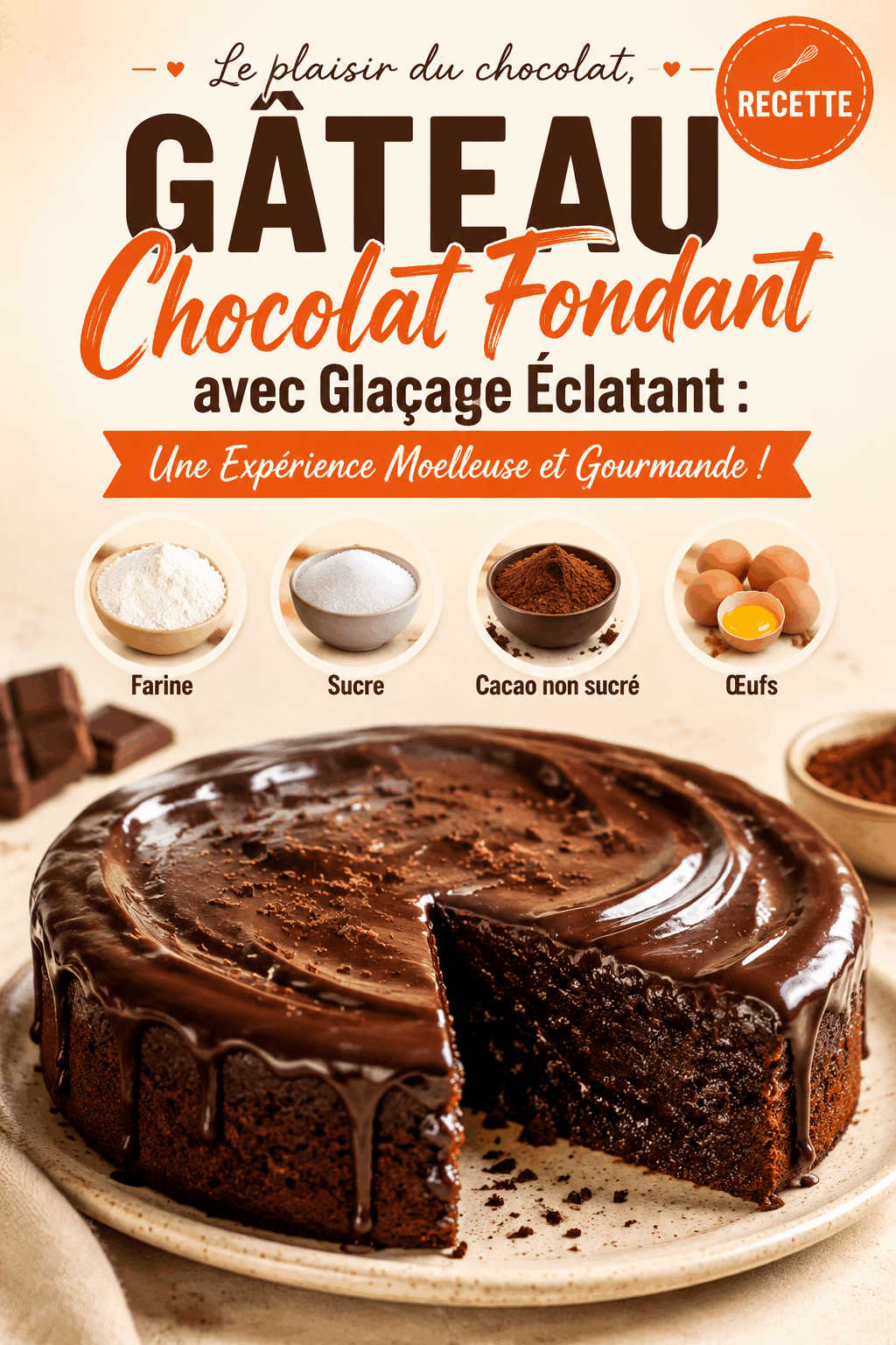 Gâteau Chocolat Fondant avec Glaçage Éclatant : Une Expérience Moelleuse et Gourmande !