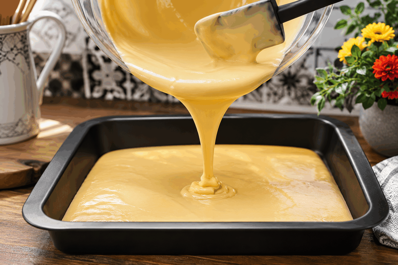 Gâteau au lait concentré : 5 minutes de préparation, il fond en bouche ✨ Description Ce délicieux gâteau au lait concentré est incroyablement moelleux et fond dans la bouche dès la première bouchée. Avec une préparation express de seulement 5 minutes, il est parfait pour un dessert de dernière minute ou un goûter improvisé. Son goût doux et crémeux en fait un favori des petits et des grands. Informations Temps de préparation : 5 minutes Temps de cuisson : 45 minutes Nombre de portions : 8 personnes Difficulté : Facile Ingrédients Pour le gâteau 200 ml de lait concentré sucré 4 œufs 120 g de farine 1 sachet de levure chimique (environ 11 g) 100 g de beurre fondu 1 pincée de sel 1 cuillère à café d'extrait de vanille Préparation Préchauffez votre four à 170°C. Beurrez et farinez un moule à gâteau. Dans un grand bol, mélangez le lait concentré sucré avec les œufs, un à un. Assurez-vous que chaque œuf est bien incorporé avant d'ajouter le suivant. Ajoutez le beurre fondu et l'extrait de vanille au mélange, puis fouettez jusqu'à ce que le tout soit homogène. Tamisez ensemble la farine, la levure et le sel, puis incorporez-les doucement au mélange liquide pour obtenir une pâte lisse. Versez la pâte dans le moule préparé et lissez le dessus avec une spatule. Enfournez pendant environ 45 minutes, jusqu'à ce qu'un cure-dent inséré au centre en ressorte propre. Laissez refroidir le gâteau dans le moule pendant environ 10 minutes, puis démoulez-le sur une grille pour qu'il refroidisse complètement. Astuces Pour une version encore plus gourmande, ajoutez des pépites de chocolat à la pâte avant la cuisson. Si vous n'avez pas de lait concentré sucré, vous pouvez le remplacer par un mélange de lait entier et de sucre, en ajustant la quantité de sucre selon votre goût. Pour vérifier la cuisson, assurez-vous que le dessus du gâteau est bien doré et légèrement rebondi au toucher. Service Servez ce gâteau au lait concentré légèrement tiède ou à température ambiante. Il est parfait pour accompagner une tasse de thé ou de café. Pour une touche festive, saupoudrez-le de sucre glace ou accompagnez-le d'une boule de glace à la vanille.