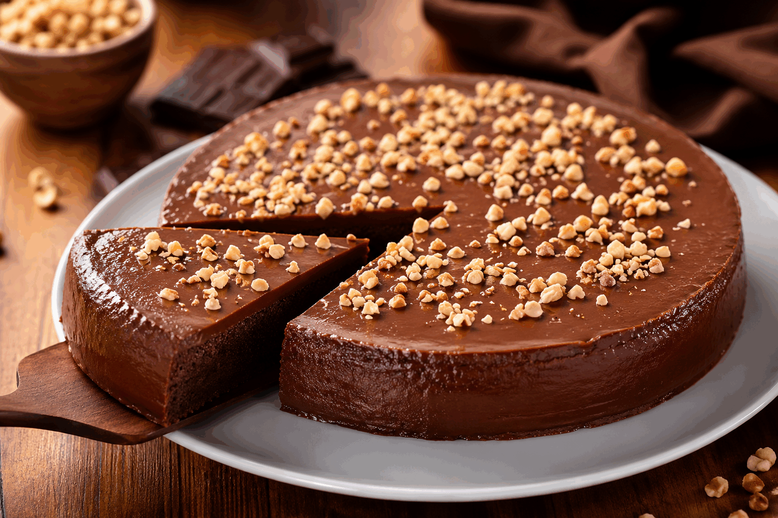 Gâteau fondant ultra simple sans cuisson, sans œuf, sans farine : prêt en 5 minutes 🍰✨ Description Ce gâteau fondant est une douceur rapide et accessible, idéale pour les moments où l'on souhaite un dessert gourmand sans prise de tête. Sans cuisson ni ingrédients complexes comme la farine ou les œufs, il offre une texture moelleuse et fondante grâce à une base de chocolat et de fruits secs. Parfait pour une pause sucrée ou pour épater vos invités en un rien de temps ! Informations Temps de préparation : 5 minutes Temps de cuisson : 0 minute Nombre de portions : 6 personnes Difficulté : Facile Ingrédients Pour le gâteau 200 g de chocolat noir pâtissier 100 g de purée d’amandes (ou autre purée de fruits secs) 70 g de sucre glace 80 g de poudre de noisettes 50 ml de crème liquide végétale ou classique 1 cuillère à café d’extrait de vanille Une pincée de sel Pour la décoration (optionnel) Quelques fruits rouges frais Quelques éclats de noisettes ou amandes torréfiées Préparation Faites fondre le chocolat au bain-marie ou au micro-ondes par tranches de 30 secondes en remuant entre chaque, jusqu’à ce qu’il soit lisse. Dans un saladier, mélangez la purée d’amandes, le sucre glace, la poudre de noisettes, la crème liquide, l’extrait de vanille et la pincée de sel. Incorporez le chocolat fondu au mélange précédent et remuez énergiquement jusqu’à obtenir une préparation homogène et brillante. Versez la préparation dans un moule ou un cercle à pâtisserie chemisé de papier sulfurisé, en lissant la surface avec une spatule. Laissez reposer au réfrigérateur pendant au moins 2 heures pour que le gâteau prenne et devienne fondant. Avant de servir, démoulez délicatement et décorez avec les fruits rouges et les éclats de fruits secs. Astuces Utilisez un chocolat de bonne qualité pour un goût intense et une belle texture fondante. La purée d’amandes peut être remplacée par une purée de noisettes ou de cajou pour varier les saveurs. Pour un résultat plus léger, choisissez une crème liquide végétale légère ou un yaourt nature bien égoutté. Conservez ce gâteau au frais et consommez-le dans les 2 à 3 jours pour préserver sa texture. Service Servez ce gâteau fondant bien frais, en petites portions. Il accompagne parfaitement un thé, un café ou un verre de lait. Idéal pour un dessert improvisé ou un goûter gourmand entre amis ou en famille.