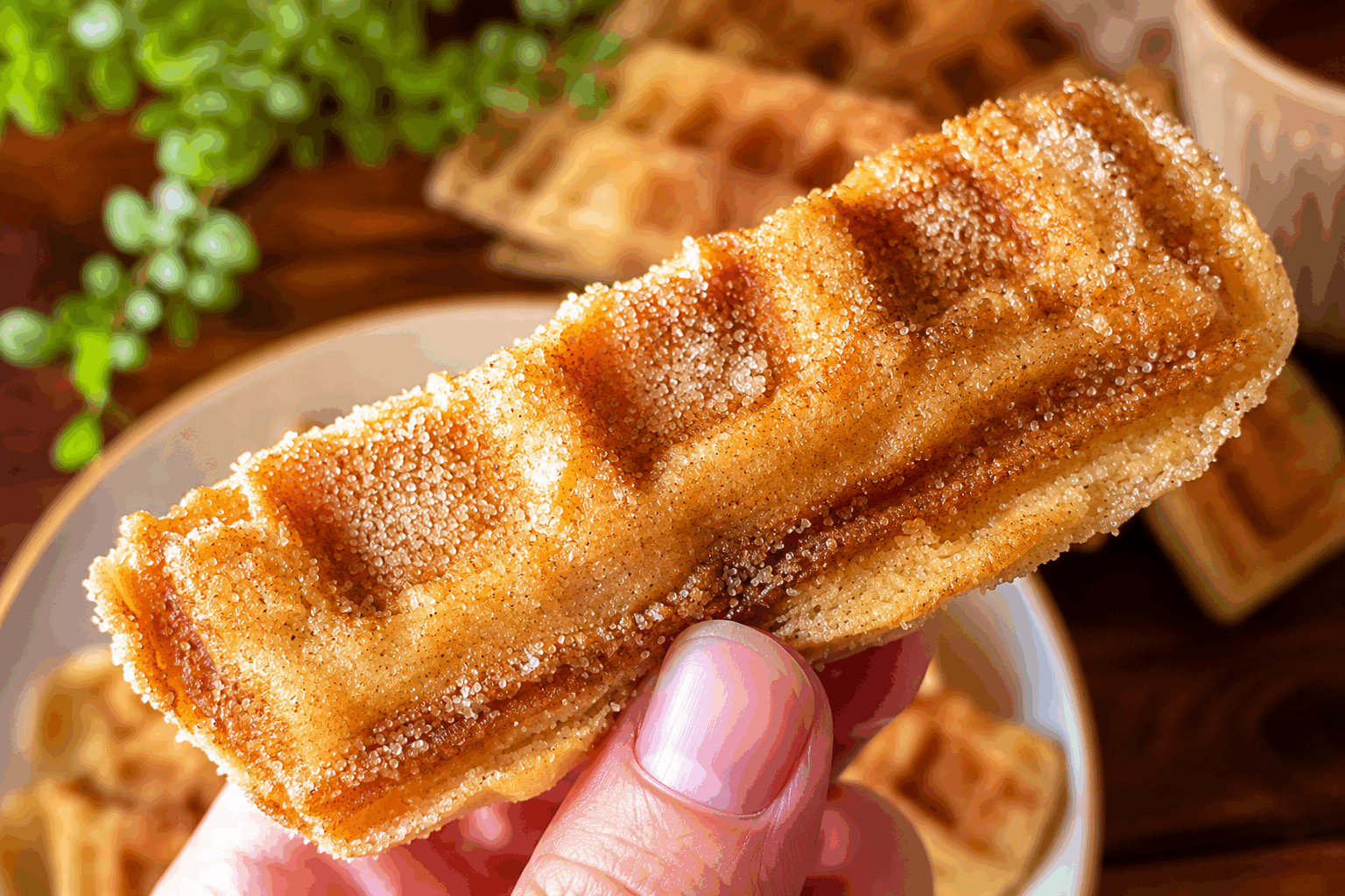 Gaufres Churros en 3 ingrédients, sans œufs ni beurre : la recette surprise 👌✨ Description Ces gaufres inspirées des churros sont légères, croustillantes à l'extérieur et moelleuses à l'intérieur, tout en étant très simples à réaliser avec seulement trois ingrédients. Sans œufs ni beurre, cette recette convient parfaitement aux intolérants et à ceux qui cherchent une gourmandise rapide, originale et économique. Parfaites pour un goûter chaleureux ou un dessert improvisé. Informations Temps de préparation : 5 minutes Temps de cuisson : 10 minutes Nombre de portions : 4 gaufres Difficulté : Facile Ingrédients Pour la pâte 150 g de farine de blé 180 ml d'eau pétillante froide 1 cuillère à soupe de sucre en poudre 1 pincée de sel 1 cuillère à café d'huile neutre (tournesol ou colza) + un peu pour la cuisson Pour la finition Sucre glace ou sucre cannelle (mélange de sucre en poudre et cannelle en poudre) pour saupoudrer Huile pour badigeonner ou friture légère (optionnel) Préparation Dans un saladier, mélange la farine, le sucre, le sel et l’huile. Ajoute progressivement l’eau pétillante froide tout en fouettant pour obtenir une pâte lisse, fluide mais un peu épaisse, proche d’une pâte à crêpes très légèrement plus dense. Préchauffe ton gaufrier sur la température maximale. Si tu n’as pas de gaufrier, une poêle antiadhésive peut faire l’affaire, mais la texture sera proche d’un pancake. Huile légèrement les plaques du gaufrier ou la poêle avec un pinceau pour éviter que la pâte colle. Verse une louche de pâte et répartis-la rapidement sur la surface du gaufrier. Ferme et laisse cuire 4 à 5 minutes jusqu’à ce que la gaufre soit dorée et croustillante en surface. Retire la gaufre, dépose-la sur une grille pour éviter la condensation et saupoudre généreusement de sucre glace ou de sucre cannelle. Recommence jusqu'à épuisement de la pâte. Astuces Utilise de l’eau pétillante bien froide pour une pâte plus légère et aérée, ce qui rapprochera la texture de celle des churros. Ne survole pas la cuisson pour garder un extérieur bien croustillant ; ouvre le gaufrier uniquement à la fin du temps indiqué. Pour une touche encore plus gourmande, tu peux tremper les gaufres dans un mélange de sucre et cannelle ou même les badigeonner d’un peu de sirop d’érable ou de caramel. Si tu souhaites une version vegan complète, vérifie que ta farine ne contient pas d’additifs d’origine animale. Service Sers ces gaufres churros chaudes et parfumées saupoudrées de sucre glace, accompagnées d’une sauce chocolat maison ou d’une compote de fruits pour un contraste acidulé. Idéales pour un goûter convivial, un brunch original ou un dessert simple mais plein de charme.