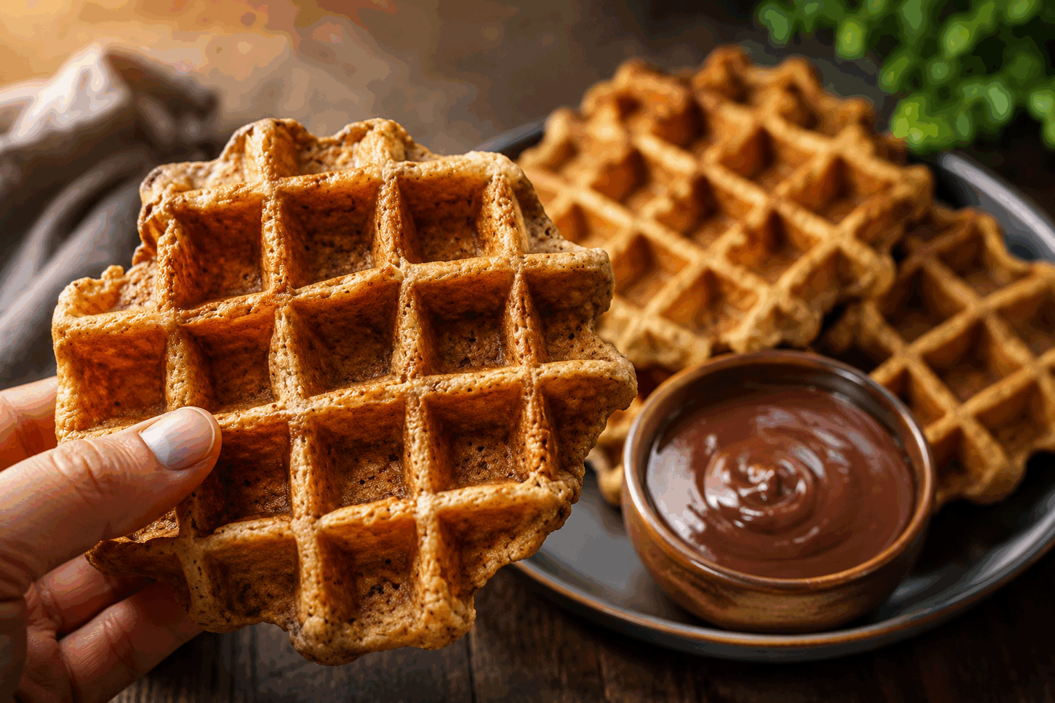 Gaufres moelleuses sans farine ni œufs, prêtes en 5 minutes ✨🧇 Description Ces gaufres légères et moelleuses sont idéales pour une pause gourmande rapide, même en cas d’allergies ou d’intolérances aux œufs et à la farine traditionnelle. Faciles et rapides à préparer, elles se dégustent aussi bien au petit-déjeuner qu’au goûter, accompagnées de fruits frais ou d’un filet de sirop d’érable. Informations Temps de préparation : 5 minutes Temps de cuisson : 5 à 7 minutes Nombre de portions : 4 gaufres Difficulté : Facile Ingrédients Pour la pâte 150 ml de lait végétal (amande, soja, avoine, selon préférence) 80 g de fécule de maïs (maïzena) 40 g de poudre d’amandes 1 cuillère à soupe de graines de lin moulues + 3 cuillères à soupe d’eau (pour remplacer les œufs) 1 cuillère à soupe d’huile neutre (tournesol ou colza) 1 cuillère à soupe de sucre de canne 1 cuillère à café de levure chimique sans phosphate 1 pincée de sel 1 cuillère à café d’extrait de vanille (optionnel) Préparation Mélange les graines de lin moulues avec l’eau dans un petit bol et laisse reposer 5 minutes pour obtenir un gel similaire à un œuf. Dans un saladier, tamise la fécule de maïs avec la levure chimique et le sel. Ajoute la poudre d’amandes, le sucre, puis le lait végétal et l’huile. Incorpore le gel de graines de lin et l’extrait de vanille, puis mélange jusqu’à obtenir une pâte homogène sans grumeaux. La pâte doit être assez fluide mais légèrement épaisse. Préchauffe le gaufrier et huile-le légèrement. Verse une louche de pâte dans le gaufrier chaud, referme et fais cuire 4 à 5 minutes jusqu’à ce que les gaufres soient dorées et moelleuses. Retire délicatement et répète l’opération avec le reste de pâte. Astuces Utilise un gaufrier bien chaud et huilé pour éviter que la pâte ne colle. Le gel de graines de lin remplace parfaitement les œufs pour la tenue et la texture. Tu peux varier la poudre d’amandes par de la poudre de noisettes pour un goût différent. Pour une version encore plus rapide, prépare la pâte à l’avance et garde-la au réfrigérateur 1 à 2 jours dans un récipient hermétique. Service Servez ces gaufres moelleuses tièdes, accompagnées de fruits rouges frais, de compote, de sirop d’érable ou d’une pâte à tartiner végétale. Elles conviennent parfaitement pour un petit-déjeuner gourmand, un brunch sans allergènes, ou un goûter rapide et sain.
