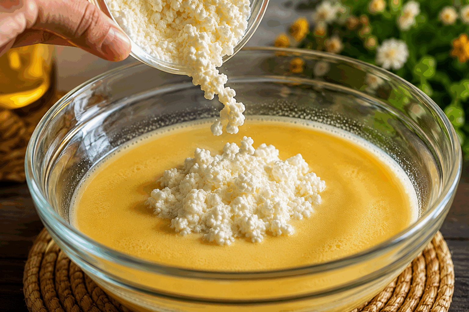 J’ajoute du fromage à la pâte : ce gâteau moelleux régale toute la famille 😍 Description Ce gâteau est un délice moelleux qui combine subtilement le goût onctueux du fromage à l'intérieur d'une pâte douce et aérienne. Son aspect doré et sa texture fondante en font le dessert idéal pour régaler petits et grands lors des réunions familiales ou d'un goûter entre amis. Informations Temps de préparation : 20 minutes Temps de cuisson : 40 minutes Nombre de portions : 8 parts Difficulté : Facile Ingrédients Pour la pâte 200 g de farine 150 g de sucre 3 œufs 120 g de beurre fondu 1 sachet de levure chimique 1 pincée de sel Pour le fromage 200 g de fromage frais (type cream cheese) 50 g de sucre 1 œuf 1 cuillère à café d'extrait de vanille Préparation Préchauffez le four à 180°C. Dans un grand bol, mélangez la farine, le sucre, la levure et le sel. Ajoutez les œufs et le beurre fondu, puis mélangez jusqu'à obtenir une pâte homogène. Dans un autre bol, combinez le fromage frais, le sucre, l'œuf et l'extrait de vanille. Versez la moitié de la pâte dans un moule à gâteau préalablement beurré et fariné. Étalez le mélange de fromage par-dessus, puis couvrez avec le reste de la pâte. Enfournez pendant 40 minutes ou jusqu'à ce qu'un couteau inséré au centre en ressorte propre. Laissez refroidir avant de démouler et de servir. Astuces Pour plus de saveur, ajoutez du zeste de citron au mélange de fromage. Pour une version encore plus gourmande, incorporez des pépites de chocolat dans la pâte. Conservez le gâteau dans une boîte hermétique pour qu'il reste moelleux plusieurs jours. Service Servez ce gâteau moelleux avec une boule de glace vanille ou quelques fruits rouges frais pour un contraste de saveurs. Il est parfait pour un goûter gourmand ou en dessert après un repas en famille.