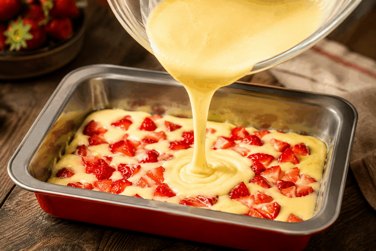 Le gâteau aux fraises de ma grand-mère, un secret gourmand transmis depuis 50 ans 🍓✨ Description Ce gâteau aux fraises est une douceur traditionnelle, qui allie une texture moelleuse à la fraîcheur acidulée des fraises. Recette familiale transmise de génération en génération, il évoque les après-midis ensoleillés passés autour de la table avec tendresse et gourmandise. Parfait pour célébrer les beaux jours ou un moment convivial en famille. Informations Temps de préparation : 25 minutes Temps de cuisson : 35 minutes Nombre de portions : 8 personnes Difficulté : Facile Ingrédients Pour la pâte 150 g de farine 120 g de sucre en poudre 100 g de beurre doux, fondu 3 œufs 1 sachet de levure chimique (11 g) 1 pincée de sel 1 cuillère à café d’extrait de vanille Pour la garniture 400 g de fraises fraîches 50 g de sucre glace 200 ml de crème liquide entière (30% MG minimum) 1 cuillère à soupe de sucre en poudre Quelques feuilles de menthe (facultatif, pour la décoration) Préparation Préchauffe le four à 180°C (chaleur statique). Lave rapidement les fraises, équeute-les et coupe-les en deux. Réserve 100 g pour la décoration finale. Dans un saladier, bats les œufs avec le sucre en poudre et l’extrait de vanille jusqu’à ce que le mélange devienne mousseux et clair. Incorpore le beurre fondu tiède puis mélange délicatement. Ajoute la farine tamisée avec la levure et la pincée de sel. Mélange doucement jusqu’à obtenir une pâte homogène. Incorpore les fraises coupées à la pâte en mélangeant délicatement pour ne pas les écraser. Verse la préparation dans un moule à gâteau beurré et fariné (environ 22 cm de diamètre). Enfourne pendant 35 minutes. Vérifie la cuisson en piquant la pointe d’un couteau : elle doit ressortir sèche. Laisse tiédir le gâteau avant de le démouler sur une grille pour le refroidir complètement. Monte la crème liquide en chantilly ferme en ajoutant progressivement le sucre glace. Étale ou poche la chantilly sur le gâteau refroidi. Décore avec les fraises réservées et, si tu le souhaites, quelques feuilles de menthe fraîche. Astuces Utilise des fraises bien mûres et parfumées pour plus de goût. Tapote légèrement le moule après avoir versé la pâte pour éliminer les bulles d’air. Pour une chantilly plus stable, veille à ce que la crème et le bol soient bien froids avant de battre. Tu peux remplacer la farine par moitié farine complète pour une version plus rustique. Service Servez ce gâteau frais, accompagné d’un thé léger ou d’un verre de limonade maison. Il est idéal pour un goûter printanier ou un dessert simple après un repas en famille ou entre amis. Sa présentation garnie de fraises fraîches le rend également parfait pour les occasions spéciales, comme un anniversaire ou la fête des mères.
