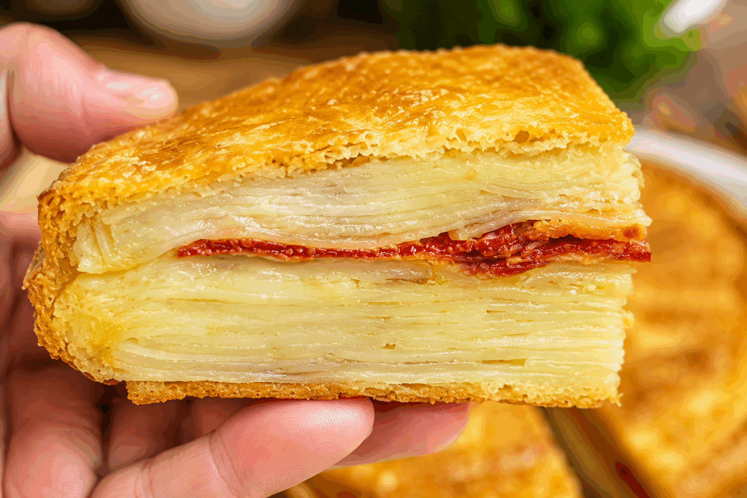 Millefeuille de pommes de terre sans œufs ni fromage, prêt en 30 minutes👌 Description Ce millefeuille de pommes de terre est un plat gourmand et léger, idéal pour les personnes évitant œufs et fromage. Sa texture fondante et sa légère coloration dorée en font une préparation savoureuse et raffinée, parfaite pour un repas rapide en semaine ou une entrée conviviale. Informations Temps de préparation : 10 minutes Temps de cuisson : 20 minutes Nombre de portions : 4 personnes Difficulté : Facile Ingrédients Pour le millefeuille 800 g de pommes de terre 2 cuillères à soupe d'huile d'olive 200 ml de crème végétale (soja, avoine ou coco) 2 gousses d'ail 1 branche de thym frais Sel fin Poivre noir du moulin 1 pincée de muscade moulue Pour la finition Quelques brins de ciboulette ou persil frais Huile d'olive pour le plat Préparation Préchauffe le four à 200°C (chaleur tournante de préférence). Épluche les pommes de terre puis coupe-les en fines rondelles régulières, idéalement au mandoline pour plus de finesse. Frotte un plat à gratin avec une gousse d'ail coupée en deux puis huile-le légèrement. Dispose une première couche de rondelles de pommes de terre en les chevauchant légèrement. Mélange dans un bol la crème végétale avec l'ail pressé, le thym effeuillé, une pincée de sel, de poivre et de muscade. Verse un peu de ce mélange sur la première couche de pommes de terre. Répète l'opération en alternant couches de pommes de terre et mélange crémeux jusqu'à épuisement des ingrédients, termine par une couche de pommes de terre. Verse le reste de crème sur le dessus, huile légèrement et couvre le plat de papier aluminium. Enfourne pour 15 minutes, puis retire le papier aluminium et poursuis la cuisson encore 5 à 7 minutes pour faire dorer la surface. Vérifie la cuisson des pommes de terre avec la pointe d’un couteau, elle doit s’enfoncer facilement. Laisse reposer 5 minutes avant de couper en parts et de parsemer de ciboulette ou persil frais ciselé. Astuces Utilise des pommes de terre à chair ferme pour qu'elles gardent leur forme à la cuisson. Le mandoline facilite la découpe fine et régulière, essentielle pour une cuisson homogène. Tu peux remplacer la crème végétale par du lait de coco léger pour une saveur originale. Pour encore plus de goût, ajoute un peu de levure alimentaire saupoudrée sur le dessus avant la cuisson. Service Ce millefeuille se sert chaud, accompagné d'une salade verte légèrement acidulée ou d'un légume vert vapeur pour un repas équilibré. Il peut aussi faire une entrée délicate ou un accompagnement raffiné pour vos plats de viande ou de poisson.