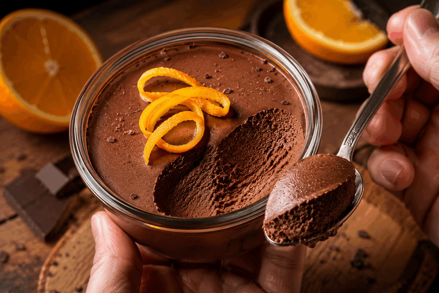 Mousse chocolat-orange sans sucre : 2 ingrédients et ça fond en bouche ✨