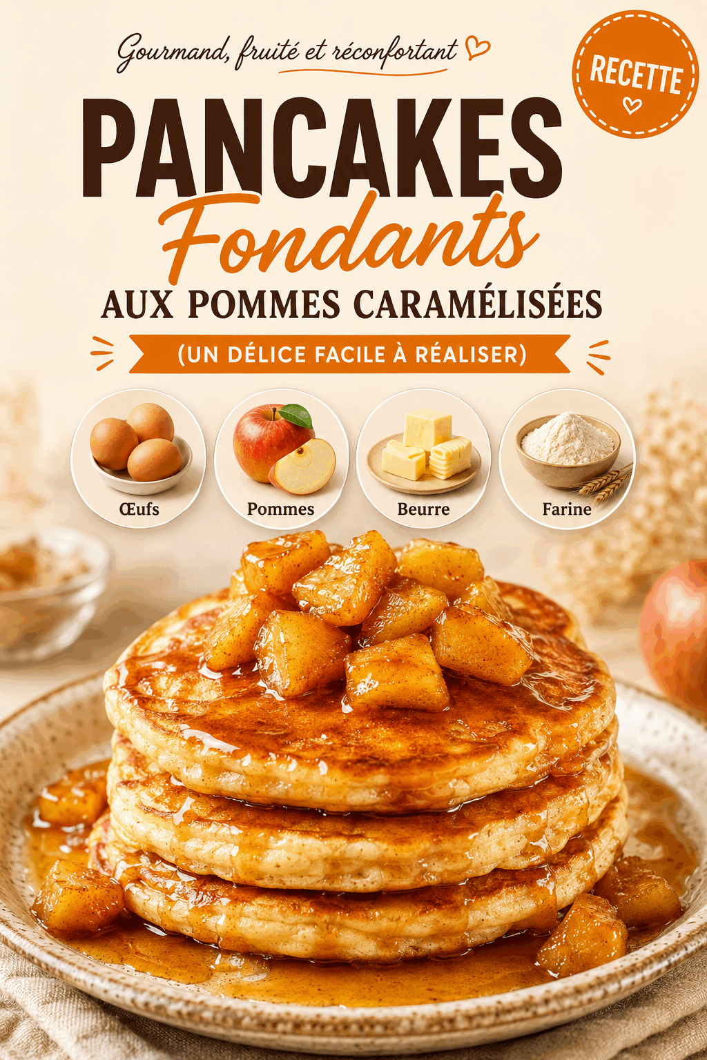 Pancakes Fondants aux Pommes Caramélisées (Un Délice Facile à Réaliser)