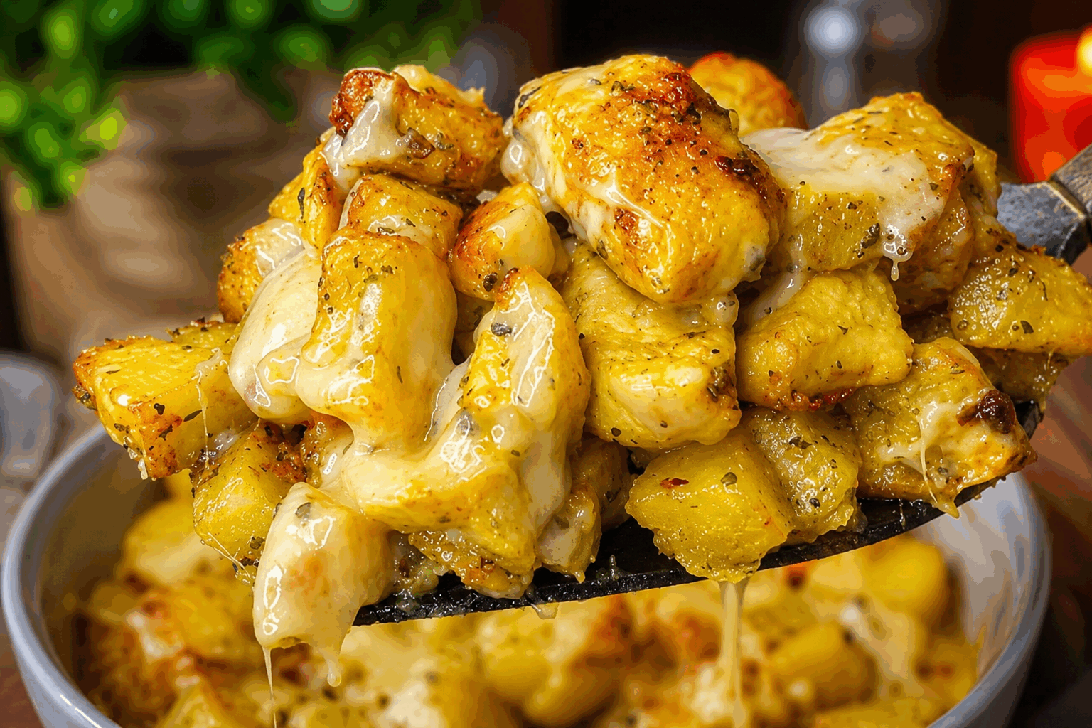 Pommes de terre au fromage : 10 minutes de préparation et ça fond 😍 Description Découvrez des pommes de terre fondantes, enrobées d’un mélange de fromage onctueux qui ravira vos papilles. Ce plat est idéal pour un repas rapide en semaine ou un accompagnement gourmand pour un dîner en famille. Informations Temps de préparation : 10 minutes Temps de cuisson : 30 minutes Nombre de portions : 4 personnes Difficulté : Facile Ingrédients Ingrédients principaux 800 g de pommes de terre 100 g de fromage râpé (type gruyère ou cheddar) 200 ml de crème fraîche 2 gousses d'ail Sel et poivre Beurre Préparation Préchauffez le four à 200°C. Épluchez les pommes de terre et découpez-les en fines rondelles. Écrasez les gousses d'ail et mélangez-les avec la crème fraîche. Salez et poivrez. Dans un plat à gratin beurré, disposez une couche de pommes de terre, puis nappez avec le mélange de crème et parsemez de fromage râpé. Répétez l'opération jusqu'à épuisement des ingrédients, terminez par une couche généreuse de fromage râpé. Enfournez pendant 30 minutes jusqu’à ce que le dessus soit doré et fondant. Astuces Pour une variante savoureuse, ajoutez quelques lardons fumés entre les couches de pommes de terre. Choisissez des pommes de terre à chair ferme pour éviter qu'elles ne se délitent à la cuisson. Si vous n'avez pas de crème fraîche, utilisez du lait entier pour un résultat plus léger. Service Servez les pommes de terre au fromage avec une salade verte croquante pour un contraste frais. Ce plat convient parfaitement lors d'un repas convivial entre amis ou en famille.