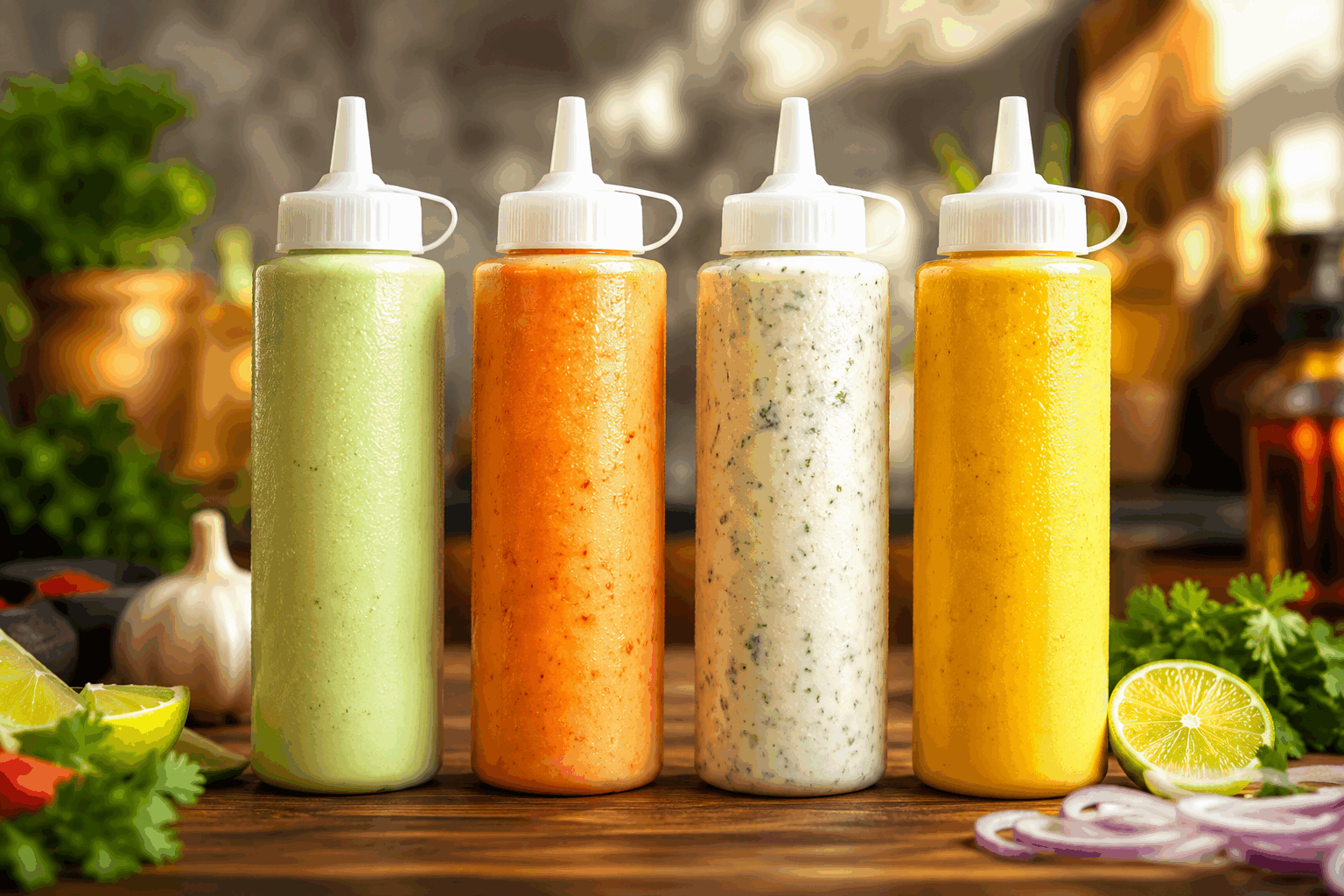 Quatre sauces santé sans cuisson en 5 minutes pour sublimer tous vos plats ✨ Description Voici quatre sauces fraîches, légères et nourrissantes, parfaites pour agrémenter vos salades, légumes, poissons ou viandes blanches. Sans cuisson et prêtes en seulement cinq minutes, elles combinent saveurs variées et ingrédients naturels, idéales pour une cuisine saine et rapide. Informations Temps de préparation : 5 minutes Temps de cuisson : 0 minutes Nombre de portions : 4 portions Difficulté : Facile Ingrédients Sauce n°1 : Sauce avocat-citron 1 avocat bien mûr 1 citron (jus) 2 cuillères à soupe d’huile d’olive extra vierge 1 gousse d’ail Sel et poivre du moulin Sauce n°2 : Sauce yaourt aux herbes fraîches 150 g de yaourt grec nature 1 cuillère à soupe de ciboulette ciselée 1 cuillère à soupe de persil plat haché 1 cuillère à café de jus de citron Sel, poivre Sauce n°3 : Sauce tomate-basilic à l’huile d’olive 2 tomates mûres pelées et épépinées 5 feuilles de basilic frais 2 cuillères à soupe d’huile d’olive 1 cuillère à café de vinaigre balsamique Sel, poivre Sauce n°4 : Sauce tahini-citron 3 cuillères à soupe de tahini (purée de sésame) 2 cuillères à soupe d’eau 1 cuillère à soupe de jus de citron 1 gousse d’ail râpée Sel, poivre Préparation Sauce avocat-citron : Écrase l’avocat dans un bol à l’aide d’une fourchette. Ajoute le jus de citron, l’huile d’olive et la gousse d’ail finement hachée. Sale et poivre selon ton goût. Mélange jusqu’à obtenir une texture crémeuse. Sauce yaourt aux herbes : Dans un récipient, mélange le yaourt grec avec la ciboulette, le persil et le jus de citron. Assaisonne avec sel et poivre. Remue bien pour homogénéiser les saveurs. Sauce tomate-basilic : Coupe les tomates en petits dés. Effeuille et cisele le basilic. Dans un bol, mélange les tomates, basilic, huile d’olive et vinaigre balsamique. Assaisonne. Laisse reposer 3 minutes pour que les saveurs se mélangent. Sauce tahini-citron : Dans un bol, verse le tahini. Ajoute l’eau, le jus de citron et l’ail râpé. Mélange énergiquement jusqu’à obtenir une consistance lisse et fluide. Rectifie l’assaisonnement avec le sel et le poivre. Astuces Choisis un avocat bien mûr pour une sauce onctueuse et sans grumeaux. Pour un goût plus relevé, ajoute une pointe de piment dans la sauce yaourt ou tahini. Les sauces se conservent 24h au frais dans un récipient hermétique, idéal pour préparer à l’avance. Adapte la quantité d’eau dans la sauce tahini selon la texture souhaitée : un peu plus pour une sauce plus fluide, moins pour une pâte épaisse. Service Ces quatre sauces accompagnent parfaitement les salades, légumes grillés ou crus, poissons, poulet rôti, ou même en dip avec des bâtonnets de légumes. Présente-les en petits bols sur la table pour que chacun puisse choisir sa saveur favorite. Idéal pour un repas léger, sain et coloré en toutes saisons.