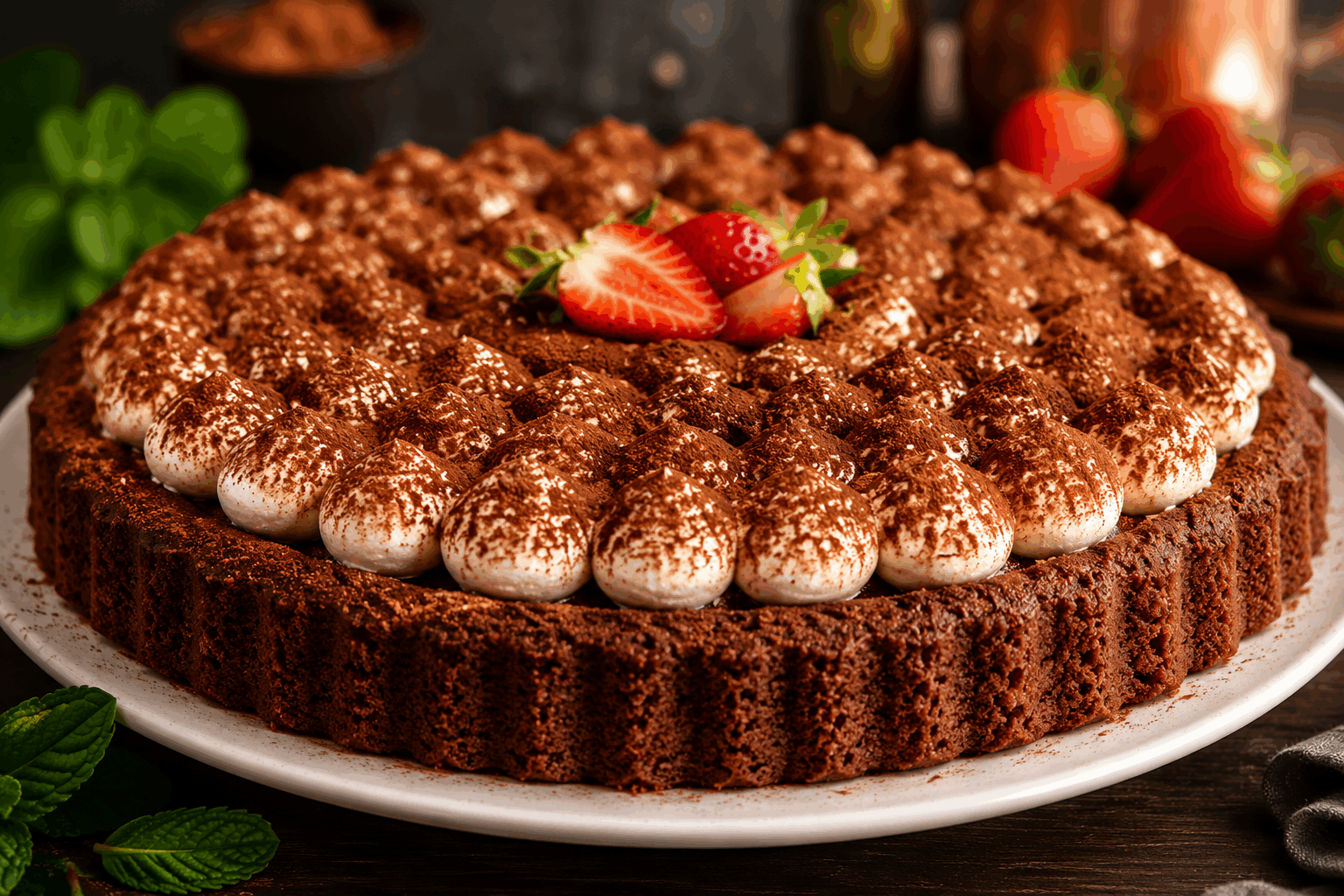 Revisitez le tiramisu en tarte renversée : seulement 5 minutes pour un dessert fondant 🍰 Description Cette tarte renversée revisite le classique tiramisu italien en version express et fondante. Alliant la douceur du mascarpone et la finesse du café, elle se présente sous la forme d’une tarte simple à réaliser et parfaite pour un dessert improvisé. Idéale pour les amateurs de tiramisu qui souhaitent un dessert élégant et rapide. Informations Temps de préparation : 5 minutes Temps de cuisson : 0 minute (réfrigération 2 heures) Nombre de portions : 6 personnes Difficulté : Facile Ingrédients Pour la base et la garniture 150 g de biscuits cuillère (ou boudoirs) 250 g de mascarpone 3 œufs 80 g de sucre en poudre 12 cl de café fort refroidi 2 cuillères à soupe de liqueur de café (facultatif) 30 g de beurre fondu Cacao en poudre non sucré pour la décoration Préparation Séparez les blancs des jaunes d’œufs. Fouettez les jaunes avec le sucre jusqu’à ce que le mélange blanchisse. Incorporez le mascarpone aux jaunes d’œufs sucrés, mélangez jusqu’à obtenir une crème lisse. Montez les blancs en neige ferme et incorporez-les délicatement à la crème au mascarpone pour garder de l’aération. Dans un saladier, mélangez le café refroidi avec la liqueur de café (si utilisée) et le beurre fondu. Tapissez le fond d’un moule à tarte (diamètre 22 cm) avec les biscuits rapidement trempés dans le café. Disposez-les en une couche uniforme. Versez la crème au mascarpone par-dessus, lissez la surface à la spatule. Laissez reposer au réfrigérateur pendant au moins 2 heures pour que la tarte prenne et que les saveurs se mêlent. Au moment de servir, saupoudrez généreusement de cacao en poudre puis démoulez délicatement la tarte renversée sur un plat. Astuces Utilisez un café bien fort et froid pour éviter que les biscuits ne deviennent trop mous. Pour un dessert plus léger, remplacez la moitié du mascarpone par du fromage blanc à 20 % de matière grasse. Veillez à bien monter les blancs en neige pour une crème aérienne et évitez de trop les travailler lors de l’incorporation. Préparez la tarte la veille pour que les saveurs se développent pleinement. Service Servez cette tarte renversée tiramisu bien fraîche, accompagnée d’un café ou d’un verre de vin doux italien comme un Marsala. Ce dessert élégant convient parfaitement aux dîners entre amis ou aux occasions estivales où rapidité et gourmandise sont de mise.