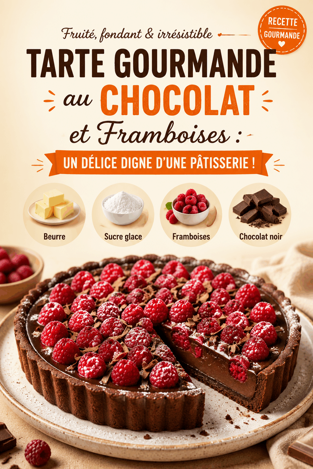 Tarte Gourmande au Chocolat et Framboises : Un Délice digne d&rsquo;une Pâtisserie !