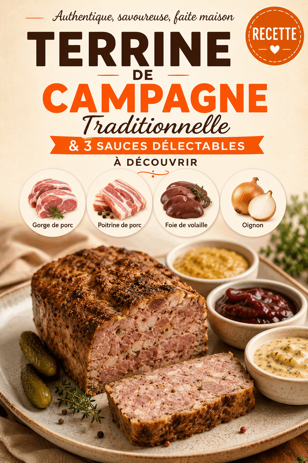 Terrine de Campagne Traditionnelle & 3 Sauces Délectables à Découvrir