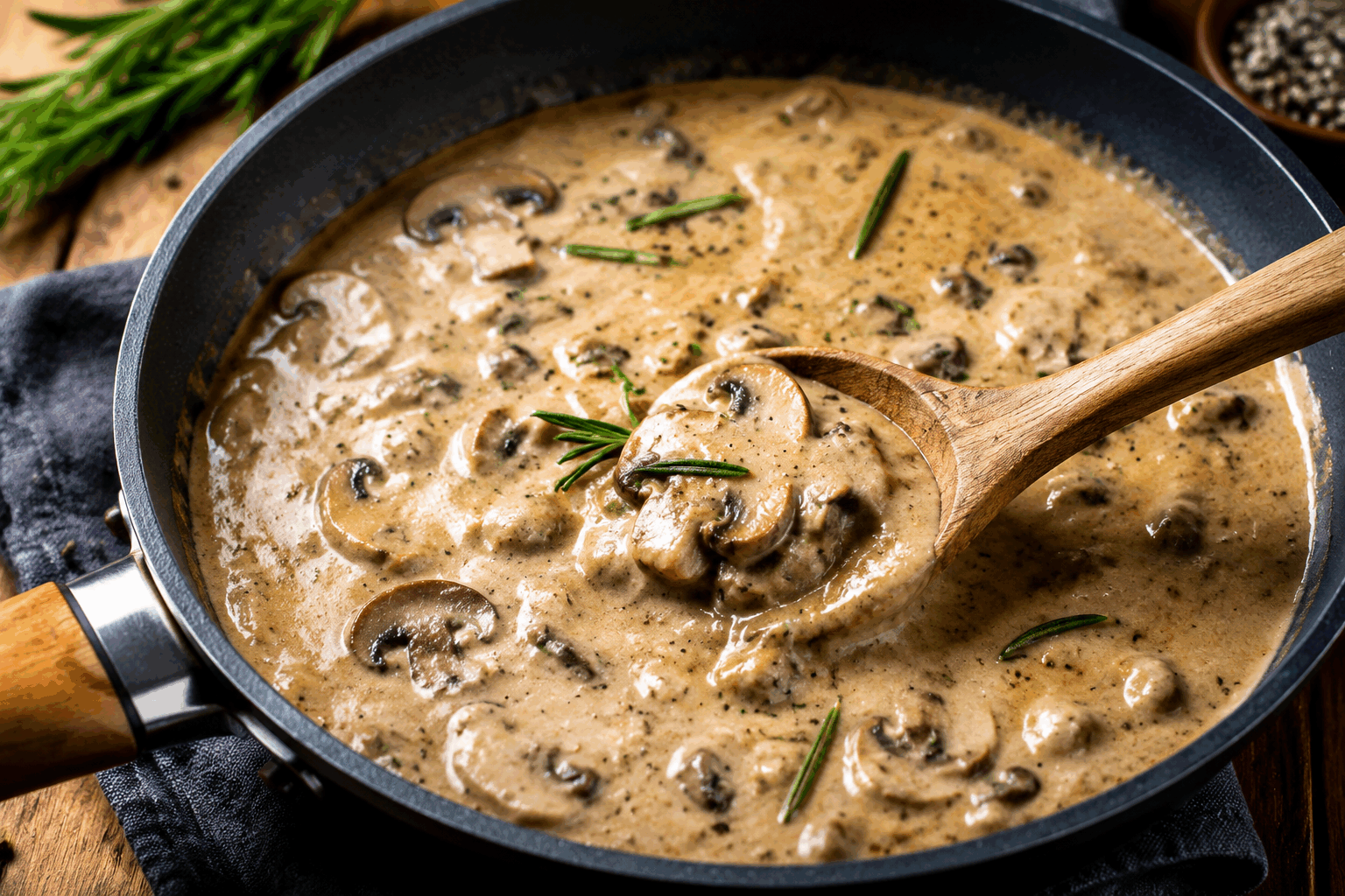 Une sauce aux champignons crémeuse en 5 minutes, sans gluten et tellement gourmande 🍄✨ Description Cette sauce aux champignons est rapide et facile à réaliser, parfait pour accompagner viandes, poissons ou légumes. Crémeuse et onctueuse, elle met en valeur la saveur terreuse des champignons tout en restant légère grâce à son absence de gluten. Idéale pour un dîner improvisé ou une touche gourmande au quotidien. Informations Temps de préparation : 2 minutes Temps de cuisson : 5 minutes Nombre de portions : 4 Difficulté : Facile Ingrédients Pour la sauce aux champignons 250 g de champignons de Paris frais 1 cuillère à soupe d'huile d'olive 2 cuillères à soupe de crème végétale (avoine ou soja, sans gluten) 100 ml de bouillon de légumes 1 gousse d'ail 1 échalote Sel et poivre noir fraîchement moulu 1 cuillère à café de thym frais ou séché Préparation Nettoie et coupe les champignons en fines tranches. Épluche et émince finement l’ail et l’échalote. Fais chauffer l’huile d’olive dans une poêle à feu moyen-vif. Ajoute l’ail et l’échalote, fais-les revenir 1 minute jusqu’à ce qu’ils soient translucides sans brûler. Incorpore les champignons, assaisonne de sel, poivre et thym. Fais sauter 3 minutes en remuant régulièrement jusqu’à ce qu’ils rendent leur eau et commencent à dorer. Verse le bouillon de légumes, puis ajoute la crème végétale. Mélange bien et laisse mijoter 1 à 2 minutes, jusqu’à ce que la sauce épaississe légèrement. Rectifie l’assaisonnement si nécessaire et retire du feu. Astuces Pour un goût plus intense, utilise un mélange de champignons sauvages ou shiitakés. Remplace la crème végétale par de la crème fraîche si le sans gluten n’est pas une contrainte. Si la sauce est trop épaisse, allonge-la avec un peu d’eau ou de bouillon. Prépare la sauce à l’avance et réchauffe doucement en ajoutant un trait de liquide pour conserver la texture crémeuse. Service Servez cette sauce chaude en accompagnement d’un filet de poulet grillé, d’un poisson blanc sauté ou de légumes vapeur. Elle sublime aussi bien des pâtes sans gluten ou du riz complet, apportant une touche gourmande rapide et délicate à vos plats.