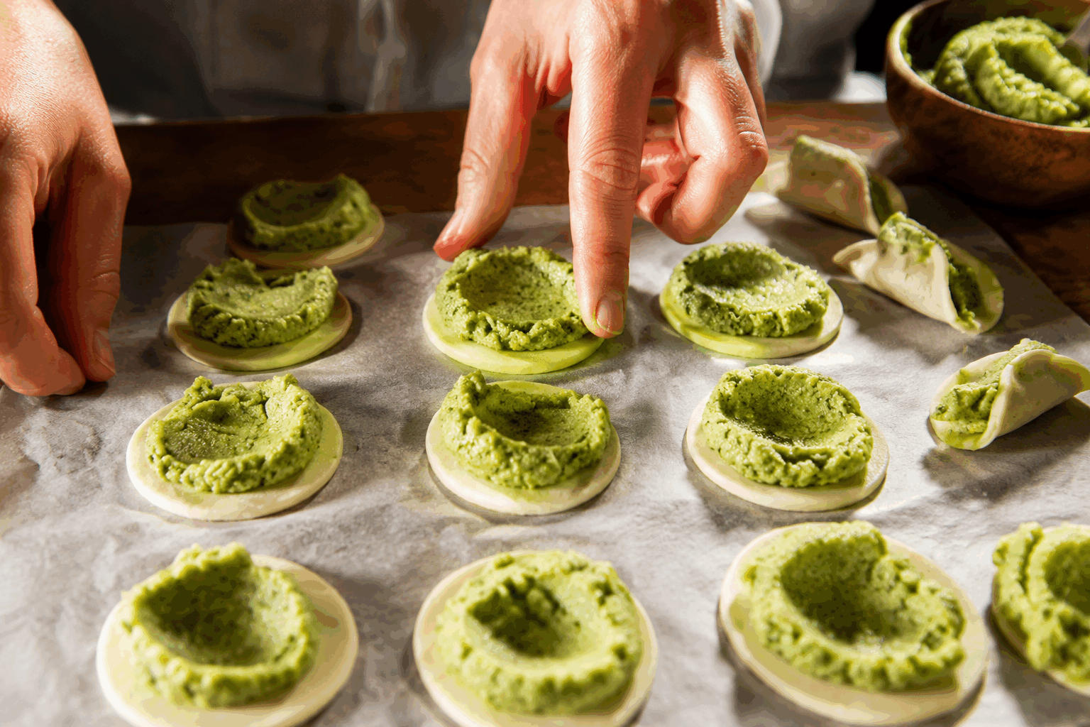 3 recettes faciles de pâte feuilletée pour épater toute la famille pendant les fêtes ✨ Description La pâte feuilletée est une pâte légère, croustillante et dorée qui sublime aussi bien les préparations salées que sucrées. Ces trois recettes simples et gourmandes vous permettront de régaler petits et grands lors des fêtes, avec des créations variées et savoureuses, parfaites pour impressionner sans passer des heures en cuisine. Informations Temps de préparation : 20 minutes (plus temps de cuisson) Temps de cuisson : 15 à 25 minutes selon les recettes Nombre de portions : 6 à 8 pièces par recette Difficulté : Facile Ingrédients Pour toutes les recettes 1 rouleau de pâte feuilletée prête à l’emploi (250 g environ) 1 jaune d’œuf (pour la dorure) 1 cuillère à soupe d’eau (pour la dorure) Recette 1 : Feuilletés au fromage et aux herbes 100 g de fromage râpé (emmental, comté ou gruyère) 2 cuillères à soupe de crème fraîche épaisse 1 cuillère à soupe de ciboulette ciselée Sel et poivre du moulin Recette 2 : Mini chaussons aux pommes et cannelle 2 pommes moyennes (Golden ou Gala) 20 g de beurre 2 cuillères à soupe de sucre roux 1 cuillère à café de cannelle en poudre 1 cuillère à soupe de jus de citron Recette 3 : Palmiers au pesto et tomates séchées 3 cuillères à soupe de pesto vert 50 g de tomates séchées en petits morceaux Quelques feuilles de basilic frais (facultatif) Préparation Préchauffe le four à 200°C (chaleur tournante de préférence). Déroule la pâte feuilletée sur un plan de travail légèrement fariné. Prépare la dorure en mélangeant le jaune d’œuf avec l’eau, puis réserve. Recette 1 : Étale la crème fraîche sur la pâte en laissant une marge de 2 cm. Parsème de fromage râpé, ciboulette, sel et poivre. Découpe la pâte en rectangles ou carrés (environ 8 pièces). Replie en deux si tu souhaites un chausson, ou laisse tel quel pour des feuilletés. Recette 2 : Pèle et coupe les pommes en petits dés. Fais-les revenir 5 minutes dans une poêle avec le beurre, le sucre, la cannelle et le jus de citron jusqu’à ce qu’elles soient fondantes. Laisse refroidir. Étale les pommes sur la pâte, coupe en carrés ou demi-lunes selon la forme choisie. Recette 3 : Étale le pesto sur la pâte. Répartis les tomates séchées en morceaux sur toute la surface. Roule la pâte des deux côtés vers le centre pour former un palmier épais. Coupe en tranches d’environ 1 cm. Dépose les préparations sur une plaque recouverte de papier cuisson. Badigeonne chaque pièce avec la dorure à l’aide d’un pinceau. Enfourne pour 15 à 25 minutes selon la taille des feuilletés, jusqu’à ce qu’ils soient bien dorés et croustillants. Laisse tiédir légèrement avant de servir. Astuces Utilise une pâte feuilletée bien froide pour un feuilletage optimal et évite qu’elle ne colle. Ne surcharge pas la pâte en garniture pour éviter qu’elle ne détrempe et conserve le croustillant. La dorure au jaune d’œuf donne une belle couleur dorée : applique-la délicatement pour une finition brillante. Tu peux préparer les feuilletés à l’avance et les cuire au dernier moment pour garder tout leur croustillant. Service Ces feuilletés se servent en apéritif ou en entrée lors des repas de fête, accompagnés d’une salade verte ou d’un vin léger. Ils sont parfaits pour varier les plaisirs et surprendre les invités avec des saveurs simples mais savoureuses. Servez-les légèrement tièdes pour profiter pleinement du croustillant et des arômes.