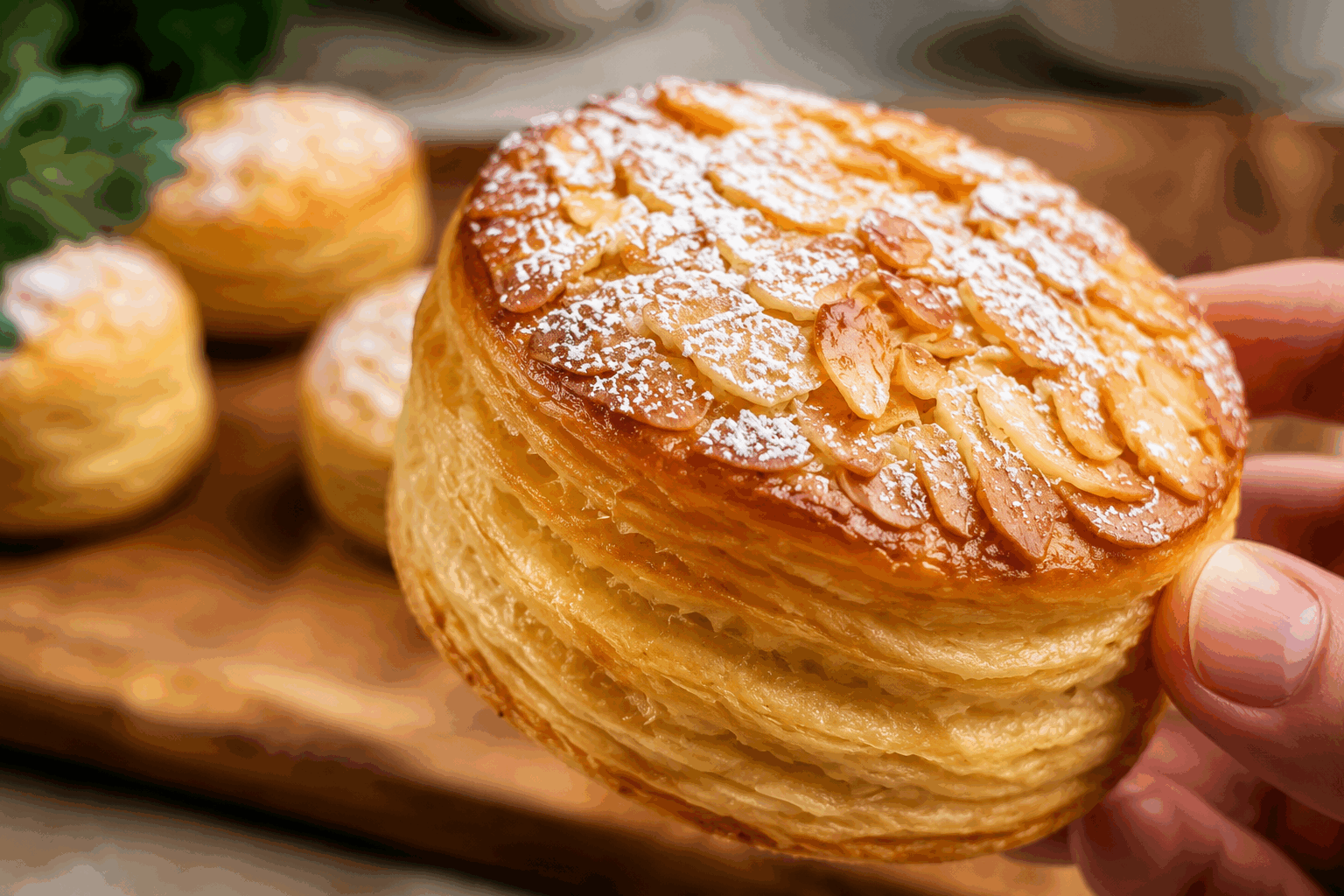 4 ingrédients pour des croissants aux amandes ultra croustillants en 20 minutes 🥐✨ Description Découvrez une recette rapide et savoureuse de croissants aux amandes ultra croustillants, réalisés avec seulement quatre ingrédients simples. Leur texture légère et leur cœur fondant aux amandes raviront les amateurs de pâtisserie, parfaits pour un goûter improvisé ou un dessert gourmand. Informations Temps de préparation : 10 minutes Temps de cuisson : 10 minutes Nombre de portions : 4 pièces Difficulté : Facile Ingrédients Ingrédients principaux 1 pâte feuilletée rectangulaire (environ 230 g) 100 g de pâte d’amande 1 œuf 30 g d’amandes effilées Préparation Préchauffe le four à 200°C (chaleur traditionnelle). Déroule la pâte feuilletée sur une plaque recouverte de papier cuisson. Découpe la pâte en 4 triangles égaux, dans le sens de la hauteur. Coupe la pâte d’amande en quatre bâtonnets et dépose-en un à la base de chaque triangle. Enroule chaque triangle en partant de la base vers la pointe pour former un croissant. Bats l'œuf dans un bol et badigeonne chaque croissant avec un pinceau pour les dorer. Saupoudre les croissants d’amandes effilées pour ajouter du croquant. Enfourne pour 8 à 10 minutes jusqu’à ce que les croissants soient bien dorés et croustillants. Laisse tiédir quelques minutes avant de servir pour profiter de la texture croustillante et du cœur fondant. Astuces Utilise une pâte feuilletée pur beurre pour un goût et une texture optimaux. Souligne le goût des amandes en ajoutant un léger filet de miel ou un peu de confiture d’abricot avant d’enrouler la pâte. Si tu n’as pas de pâte d’amande, mixe des amandes en poudre avec un peu de sucre glace et un peu d’eau pour obtenir une pâte maison. Pour un croquant maximal, veille à ne pas trop humidifier la pâte avant la cuisson. Service Sers ces croissants encore tièdes accompagnés d’un café, d’un thé ou d’un chocolat chaud. Ils sont parfaits pour un petit-déjeuner rapide, un goûter gourmand ou même un brunch improvisé entre amis.