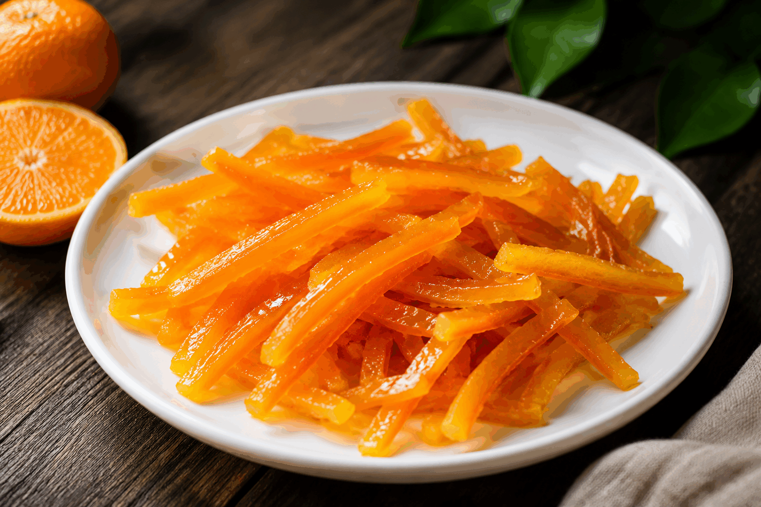 5 minutes pour des écorces d’oranges confites maison parfaites, le secret des pâtisseries 🍊 Description Les écorces d’oranges confites sont de délicieuses lamelles d’orange sucrées et fondantes, idéales pour agrémenter vos pâtisseries ou être dégustées telles quelles. Cette recette rapide vous permettra d’obtenir des écorces moelleuses en seulement 5 minutes de cuisson, parfait pour enrichir vos desserts avec une touche d’agrumes naturelle et brillante. Informations Temps de préparation : 10 minutes Temps de cuisson : 5 minutes Nombre de portions : Environ 50 g d’écorces confites Difficulté : Facile Ingrédients Pour les écorces d’oranges confites 2 grosses oranges bio 150 g de sucre en poudre 150 ml d’eau Préparation Lavez soigneusement les oranges puis pelez-les finement en évitant la partie blanche trop amère autant que possible. Coupez les écorces en fines lamelles ou en petits bâtonnets. Dans une casserole, préparez un sirop en chauffant l’eau et le sucre jusqu’à dissolution complète à feu moyen. Ajoutez les écorces d’orange dans le sirop bouillant. Laissez cuire à petites ébullitions pendant 5 minutes tout en remuant délicatement. Égouttez les écorces à l’aide d’une passoire fine puis disposez-les sur une grille ou du papier sulfurisé pour les laisser sécher légèrement à température ambiante. Une fois refroidies, vous pouvez rouler les écorces dans un peu de sucre cristallisé pour plus de croquant et de brillance, ou les utiliser directement dans vos recettes. Astuces Utilisez de préférence des oranges bio pour éviter les pesticides sur la peau. Pour des écorces plus moelleuses, ne dépassez pas 5 minutes de cuisson au risque d’avoir des lamelles trop dures. Conservez les écorces dans un bocal hermétique à température ambiante pour préserver leur fraîcheur pendant 2 semaines. Pour varier les goûts, ajoutez une petite gousse de vanille ou un bâton de cannelle dans le sirop pendant la cuisson. Service Servez les écorces d’oranges confites en accompagnement de vos gâteaux, muffins ou tartes pour une touche lumineuse et gourmande. Elles sont aussi parfaites pour décorer des desserts glacés ou pour être dégustées en petites douceurs à tout moment de la journée.