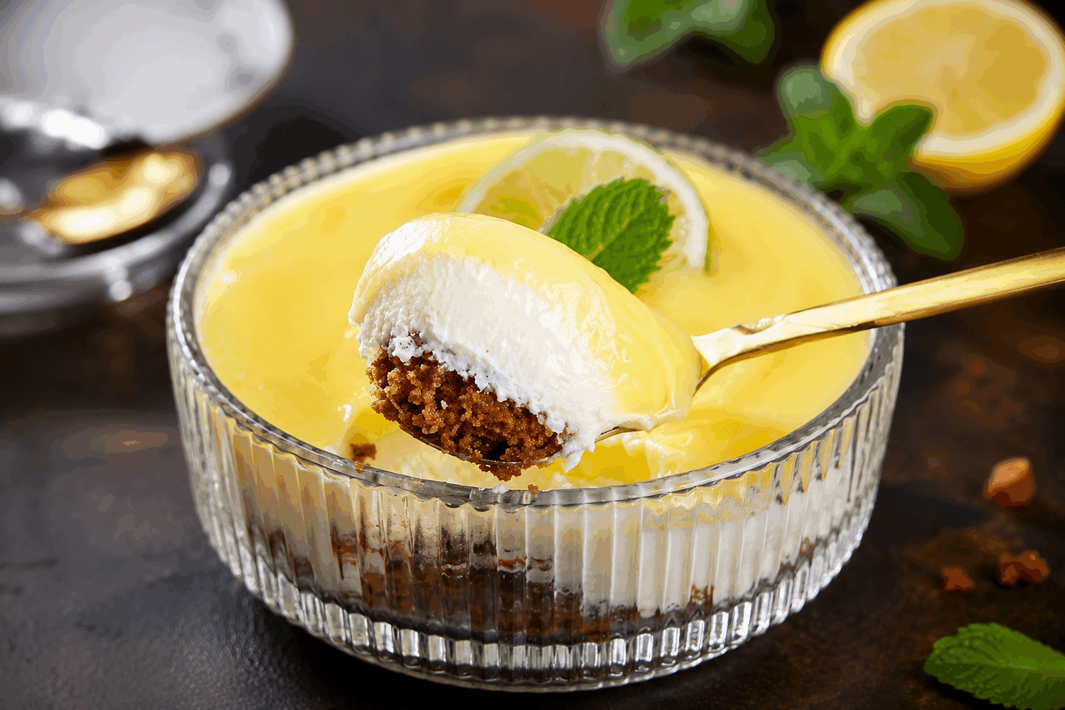 5 minutes pour un cheesecake façon verrine citron frais et léger à tomber 🍋 Description Cette verrine cheesecake citron est une douceur fraîche, légère et acidulée, idéale pour une pause gourmande rapide. Sa texture onctueuse et sa saveur citronnée apportent une touche estivale et rafraîchissante, parfaite pour un dessert express ou un goûter. Facile à réaliser, elle ravira vos convives avec sa présentation élégante en verrine. Informations Temps de préparation : 5 minutes Temps de cuisson : 0 minutes Nombre de portions : 4 verrines Difficulté : Facile Ingrédients Pour la base 80 g de biscuits type petits-beurres ou spéculoos 30 g de beurre fondu Pour la crème cheesecake citron 250 g de fromage frais type Philadelphia ou Saint-Môret 100 g de mascarpone 60 g de sucre glace 1 citron jaune (zeste et jus) 1 cuillère à café d’extrait de vanille (facultatif) Pour la décoration Quelques zestes de citron Quelques feuilles de menthe fraîche Préparation Écrasez les biscuits finement dans un bol jusqu’à obtenir une poudre. Mélangez les biscuits avec le beurre fondu, puis répartissez cette base au fond de chaque verrine en tassant légèrement avec le dos d’une cuillère. Dans un saladier, fouettez le fromage frais avec le mascarpone pour obtenir une crème lisse. Ajoutez le sucre glace, le zeste et le jus du citron, ainsi que l’extrait de vanille si utilisé, puis mélangez à nouveau jusqu’à obtenir une texture homogène et bien aérée. Versez la crème au citron sur la base biscuitée dans les verrines. Placez au réfrigérateur pendant au moins 30 minutes si possible, sinon dégustez immédiatement pour une fraîcheur optimale. Décorez chaque verrine avec quelques zestes de citron et une feuille de menthe avant de servir. Astuces Utilisez un fromage frais à température ambiante pour faciliter le mélange et éviter les grumeaux. Pour une version encore plus légère, remplacez le mascarpone par du yaourt grec. Si vous manquez de temps, le réfrigérateur pendant 5 minutes suffit pour que la verrine soit agréable à déguster. Vous pouvez varier les biscuits pour la base selon vos goûts : spéculoos, biscuits sablés ou même des noix concassées. Service Servez ces verrines bien fraîches en fin de repas, en dessert léger ou au goûter. Elles s’accompagnent parfaitement d’un thé glacé ou d’un verre de limoncello pour intensifier la touche citronnée. Présentées individuellement, elles offrent un joli effet visuel pour un repas convivial ou une occasion spéciale.