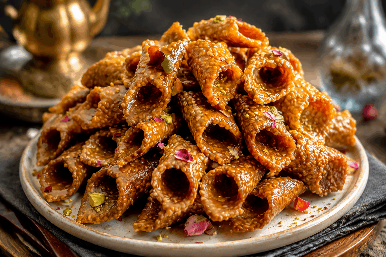 Babouches au sésame et miel : la recette rapide qui fond en bouche en 5 minutes 🔥 Description Les babouches sont de délicieuses pâtisseries orientales moelleuses, ici sublimées par un enrobage au miel et une généreuse couche de graines de sésame. Faciles et rapides à préparer, ces douceurs fondent littéralement en bouche pour un instant gourmand et chaleureux, parfait pour accompagner un thé à la menthe ou pour une pause sucrée improvisée. Informations Temps de préparation : 5 minutes Temps de cuisson : 7 minutes Nombre de portions : 12 pièces Difficulté : Facile Ingrédients Pour la pâte 200 g de farine 50 g de beurre fondu 80 ml d’eau tiède 1 pincée de sel 1 cuillère à soupe de sucre 1 cuillère à café de levure chimique Pour la finition 50 g de graines de sésame 3 cuillères à soupe de miel liquide 1 cuillère à soupe d’huile d’olive Préparation Dans un grand bol, mélange la farine, le sel, le sucre et la levure chimique. Ajoute le beurre fondu puis verse progressivement l'eau tiède en pétrissant jusqu'à obtenir une pâte souple et non collante. Divise la pâte en 12 petites boules régulières. Aplatis chaque boule en forme ovale allongé, typique de la babouche. Chauffe une poêle antiadhésive à feu moyen et dore légèrement chaque babouche 3 à 4 minutes par face en les retournant délicatement. Dans un bol, mélange le miel avec l'huile d’olive. À la sortie de la poêle, badigeonne généreusement les babouches avec ce mélange. Roulez immédiatement les babouches dans les graines de sésame pour que celles-ci adhèrent bien. Astuces Pour plus de moelleux, ajoutez une cuillère à soupe supplémentaire de beurre fondu dans la pâte. Utilisez un miel liquide doux comme le miel d’acacia pour ne pas masquer la saveur subtile de la pâte. Faites attention à la cuisson : une poêle trop chaude risque de brûler les babouches en surface sans les cuire à cœur. Conservez les babouches dans une boîte hermétique pour préserver leur moelleux plusieurs heures. Service Servez ces babouches tièdes ou à température ambiante, accompagnées d’un thé à la menthe fraîche ou d’un café noir intense. Elles constituent une gourmandise rapide idéale pour un goûter improvisé ou un dessert léger après un repas léger.