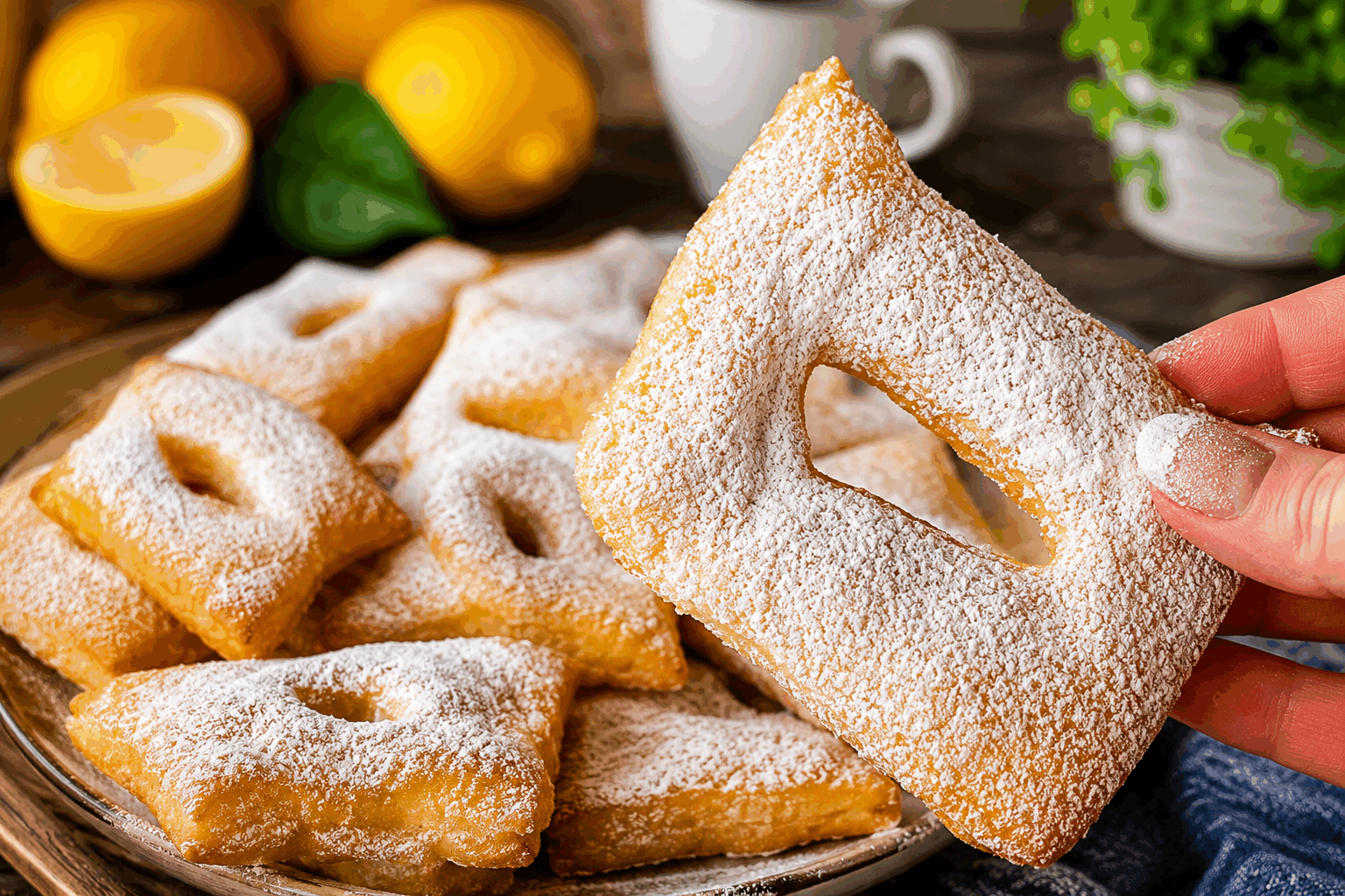 Beignets au citron sans friture ni four, prêts en 5 minutes avec 3 ingrédients ✨ Description Ces beignets au citron sont légers, moelleux et délicatement parfumés grâce au citron frais. Ils sont préparés sans friture ni cuisson au four, ce qui les rend rapides et faciles à réaliser. Une gourmandise simple et saine idéale pour une pause sucrée improvisée. Informations Temps de préparation : 5 minutes Temps de cuisson : 0 minute (préparation sans cuisson) Nombre de portions : 6 pièces Difficulté : Facile Ingrédients Pour la pâte 125 g de fromage blanc 0% ou yaourt nature 70 g de farine de blé 1 citron (zeste et jus) Préparation Récupère le zeste du citron à l’aide d’une râpe fine, puis presse son jus. Dans un bol, mélange le fromage blanc et le jus de citron jusqu’à obtenir une texture homogène. Incorpore la farine progressivement en mélangeant bien pour éviter les grumeaux. Ajoute le zeste de citron, puis remue délicatement pour parfumer la pâte. Forme des petites boules à la main ou à l’aide de deux cuillères et dispose-les sur une assiette. Laisse reposer au frais 2 minutes pour que la pâte se raffermisse légèrement avant de déguster. Astuces Utilise un fromage blanc bien égoutté pour que la pâte ne soit pas trop liquide. Pour varier les saveurs, remplace le citron par de l’orange ou ajoute un peu d’extrait de vanille. Consomme ces beignets rapidement car ils sont plus moelleux frais et risquent de perdre leur texture après quelques heures. Tu peux saupoudrer les beignets d’un peu de sucre glace ou de zestes supplémentaires avant de servir. Service Présente ces beignets frais à l’heure du goûter ou en dessert léger, accompagnés d’une tisane ou d’un café. Dispose-les joliment dans une assiette, éventuellement décorés de quelques feuilles de menthe ou un filet de miel pour une touche gourmande.