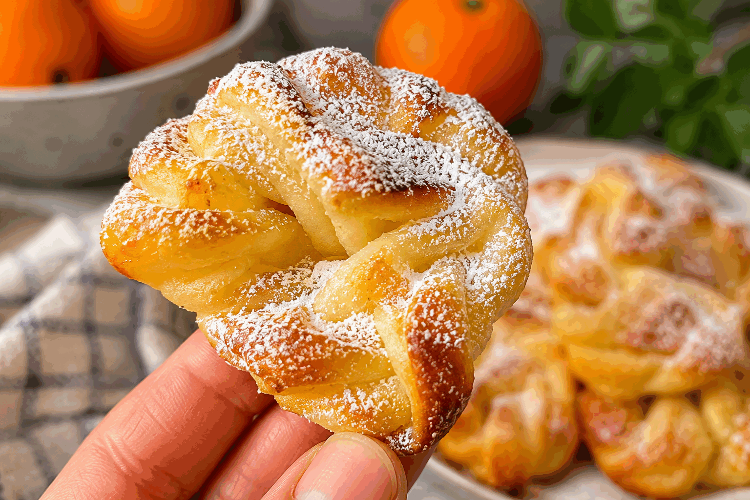 Beignets feuilletés sans œufs en 10 minutes : la douceur à l’orange qui fond sur la langue 🍊✨ Description Ces beignets feuilletés sans œufs sont une gourmandise légère et aérienne, où la pâte croustillante rencontre une délicate saveur d’orange zestée. Rapides à préparer, ils constituent une douceur parfaite pour un goûter improvisé ou un brunch parfumé. Leur texture fondante et leur parfum d’agrumes en font un délice irrésistible à partager en toute simplicité. Informations Temps de préparation : 5 minutes Temps de cuisson : 5 minutes Nombre de portions : 6 pièces Difficulté : Facile Ingrédients Pour la pâte feuilletée 1 pâte feuilletée prête à l’emploi (environ 230 g) Pour la pâte à beignet sans œufs 100 ml de lait végétal ou lait demi-écrémé 100 g de farine de blé 20 g de sucre en poudre 1 cuillère à café de levure chimique 1 cuillère à soupe de jus d’orange frais Le zeste fin d’une orange non traitée 1 pincée de sel Pour la cuisson et la finition Huile neutre pour friture (tournesol ou colza) Sucre glace pour saupoudrer Quelques gouttes d’extrait de vanille (optionnel) Préparation Découpe la pâte feuilletée en carrés d'environ 8 cm de côté. Réserve-les au frais pour qu’ils restent bien froids, cela favorisera le feuilletage à la cuisson. Dans un saladier, mélange la farine, le sucre, la levure chimique et le sel. Ajoute progressivement le lait végétal (ou lait) en fouettant pour obtenir une pâte lisse et un peu épaisse, comme une pâte à crêpes épaisse. Incorpore le jus d’orange, le zeste d’orange et l’extrait de vanille si utilisé. Mélange bien pour parfumer la pâte. Chauffe l’huile dans une casserole ou une poêle profonde à 170-180°C. Pour vérifier la température, plonge une petite goutte de pâte : si elle remonte immédiatement à la surface en formant une bulle, l’huile est prête. Trempe chaque carré de pâte feuilletée dans la pâte à beignet en les enrobant complètement, puis plonge-les délicatement dans l’huile chaude. Fais cuire 2 à 3 minutes de chaque côté jusqu’à ce qu’ils soient dorés et croustillants. Égoutte sur du papier absorbant pour retirer l’excès d’huile, puis saupoudre généreusement de sucre glace avant de servir. Astuces Utilise de la pâte feuilletée bien froide pour un résultat encore plus croustillant et léger. Si tu n’as pas de jus d’orange frais, remplace-le par de l’eau pétillante pour alléger la pâte. Pour parfumer davantage, ajoute un peu de cannelle en poudre ou de fleur d’oranger dans la pâte. Tu peux garder les beignets au chaud dans un four tiède (70°C) pendant quelques minutes avant de servir. Service Servez ces beignets feuilletés chauds, accompagnés d’une salade de fruits frais à l’orange ou d’un thé léger. Ils font aussi une merveilleuse douceur pour un brunch convivial ou un café gourmand en fin d’après-midi. Leur goût subtil d’agrumes ravira petits et grands et réveillera les papilles en toute saison.