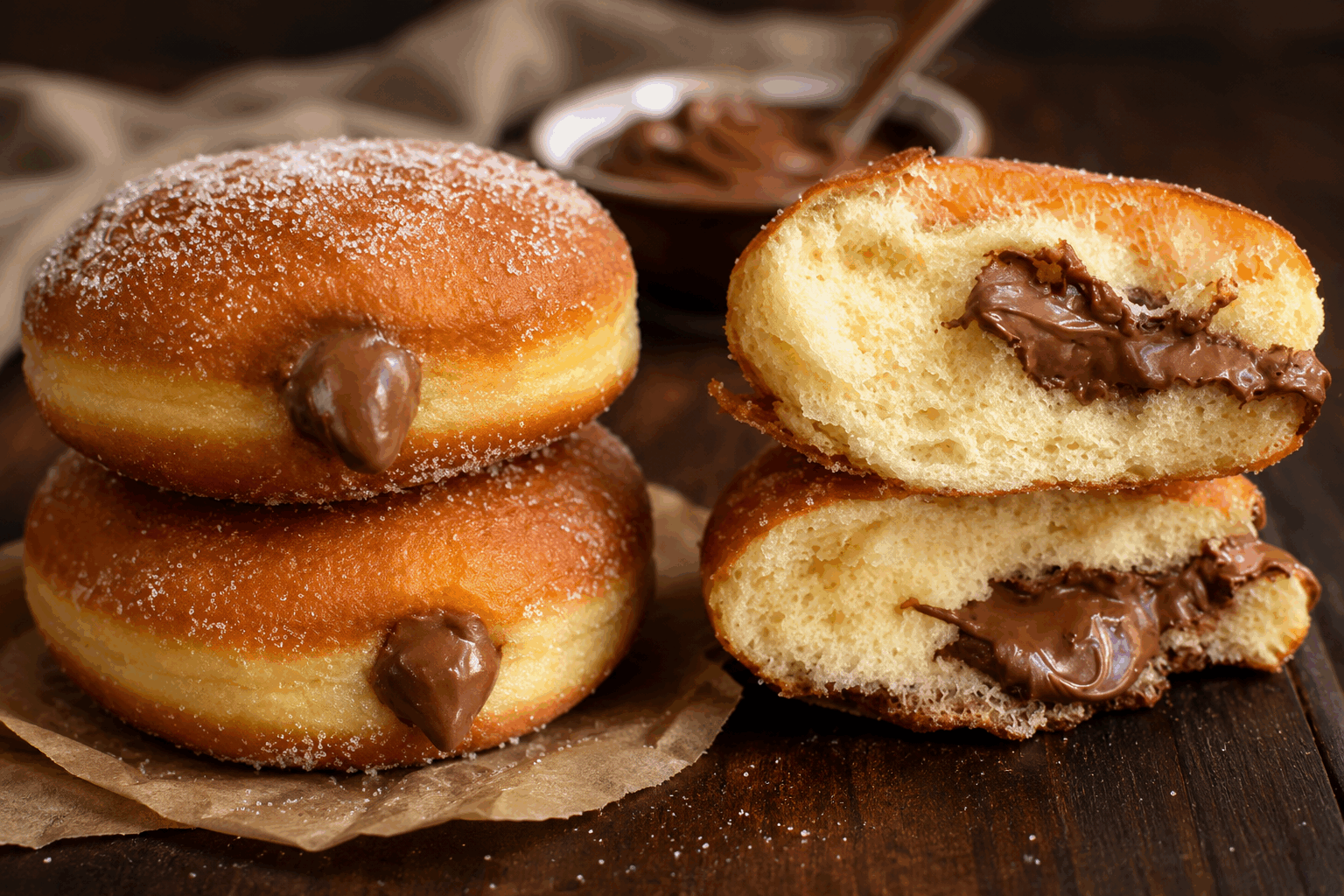 Beignets ultra moelleux fourrés au Nutella, prêts en 10 minutes, un vrai délice 😍