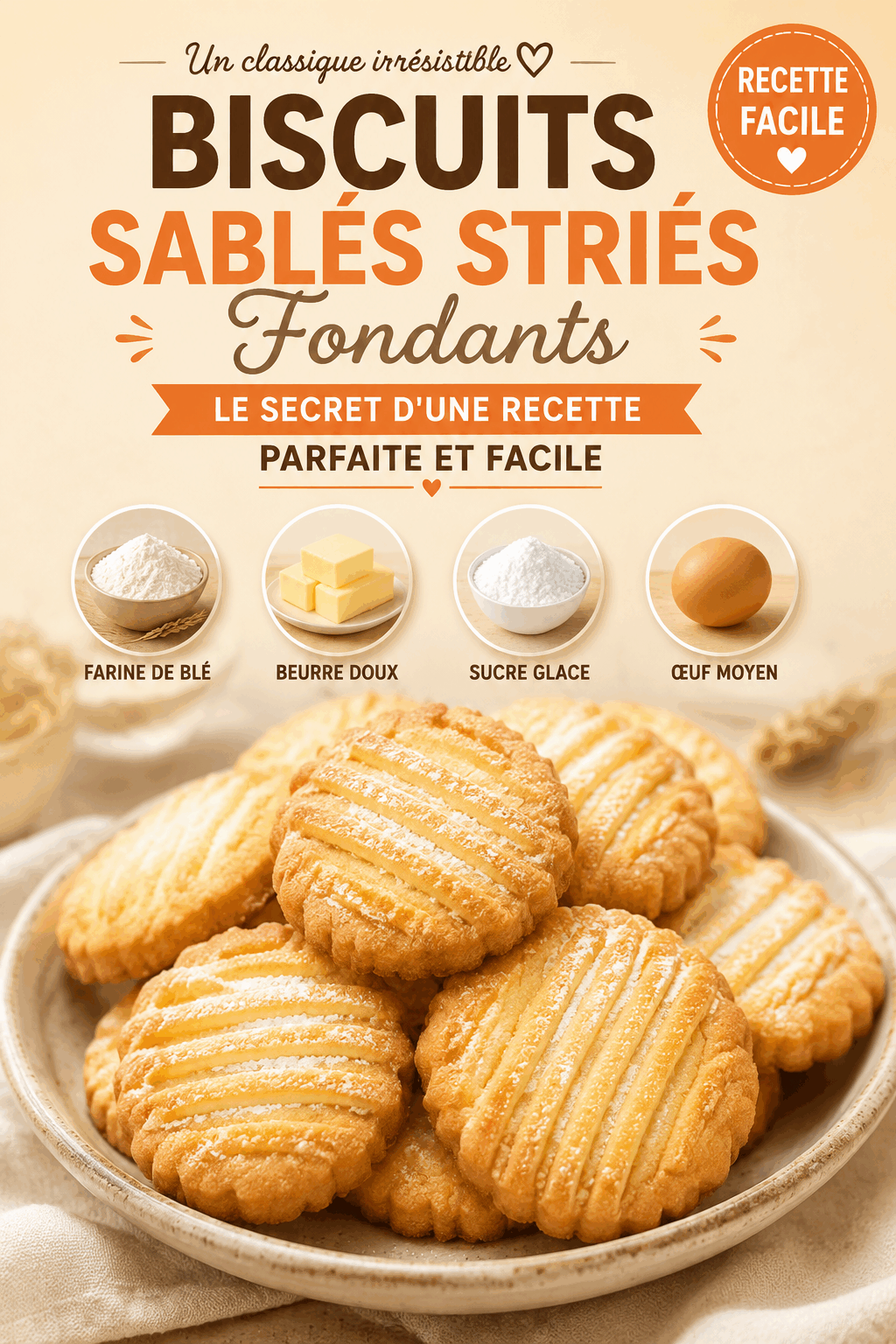 Biscuits Sablés Striés Fondants – Le Secret d&rsquo;une Recette Parfaite et Facile