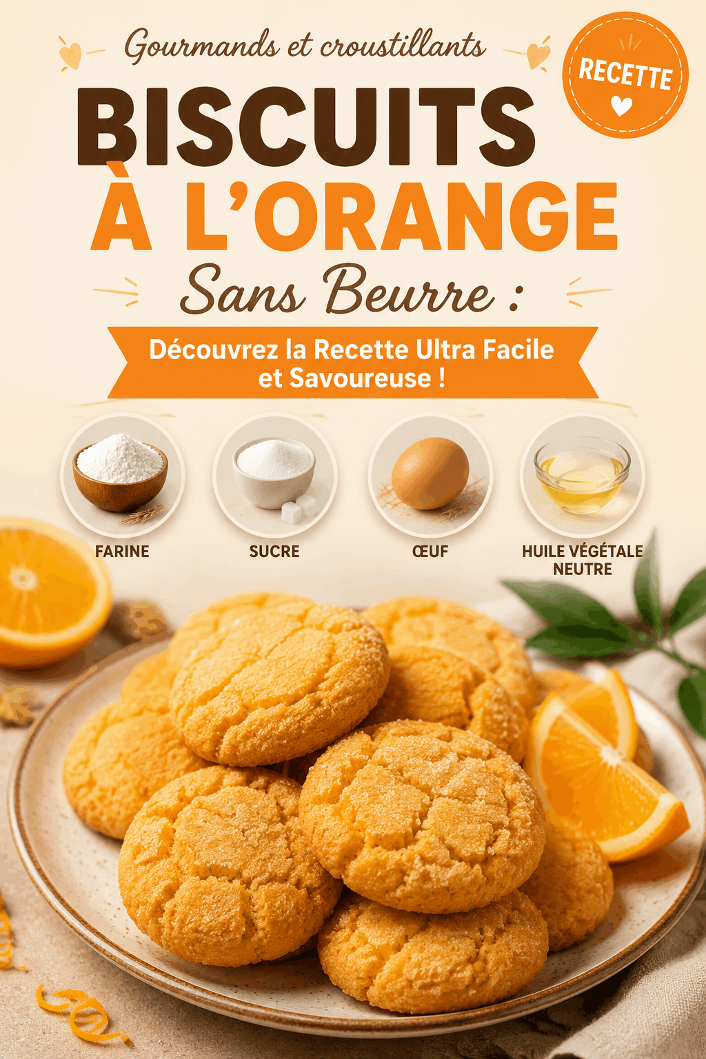 Biscuits à l&rsquo;Orange Sans Beurre : Découvrez la Recette Ultra Facile et Savoureuse !