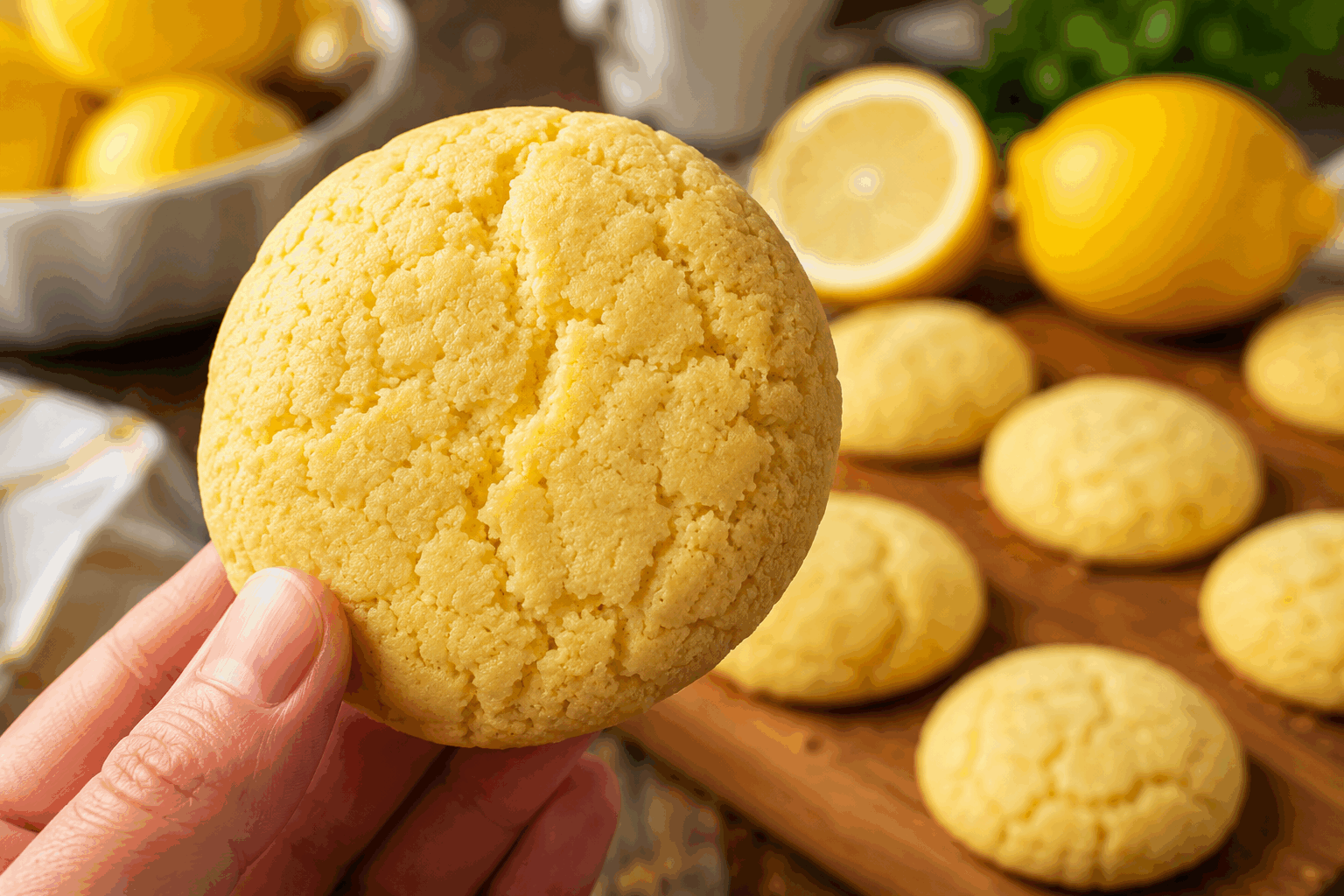 Biscuits au citron craquelés en 5 ingrédients : la douceur qui fond en bouche 🍋🍪 Description Ces biscuits au citron sont délicieusement fondants et offrent une texture légèrement croustillante grâce à leur surface craquelée. Faciles à réaliser avec seulement cinq ingrédients, ils combinent la fraîcheur acidulée du citron à une douceur subtile qui ravira vos pauses gourmandes. Parfaits pour accompagner un thé ou un café, ils sont un vrai plaisir simple à partager. Informations Temps de préparation : 15 minutes Temps de cuisson : 12 minutes Nombre de portions : 20 biscuits Difficulté : Facile Ingrédients Pour la pâte 200 g de farine 100 g de sucre glace 100 g de beurre doux, mou 1 gros œuf 1 citron (zeste et jus) Préparation Préchauffe le four à 180°C (chaleur statique). Râpe finement le zeste du citron puis presse le jus. Mélange le beurre mou avec le sucre glace jusqu’à obtenir une texture crémeuse. Ajoute l’œuf, le zeste puis le jus de citron, et mélange bien. Incorpore progressivement la farine tamisée en mélangeant délicatement jusqu’à obtenir une pâte homogène mais souple. Forme des boules de pâte d’environ 20 g chacune, puis roule-les dans un peu de sucre glace pour bien les enrober. Dispose les boules sur une plaque recouverte de papier cuisson en les espaçant suffisamment. Enfourne pour 12 minutes : les biscuits doivent être légèrement dorés et craquelés en surface. Laisse refroidir sur une grille avant de déguster, ils prendront alors leur texture fondante caractéristique. Astuces Utilise du beurre à température ambiante pour faciliter le mélange et une meilleure texture. Pour un goût de citron plus intense, ajuste la quantité de zeste ou remplace une partie du sucre glace par du sucre de citron si disponible. Ne pas trop travailler la pâte afin de garder des biscuits moelleux et éviter qu’ils deviennent trop durs. Conserve les biscuits dans une boîte hermétique pour préserver leur fraîcheur plusieurs jours. Service Sers ces biscuits au citron en accompagnement d’une tasse de thé vert ou d’une infusion légère. Ils sont également parfaits pour une pause gourmande à tout moment de la journée, ou à offrir dans un joli sachet pour un cadeau maison simple et raffiné.