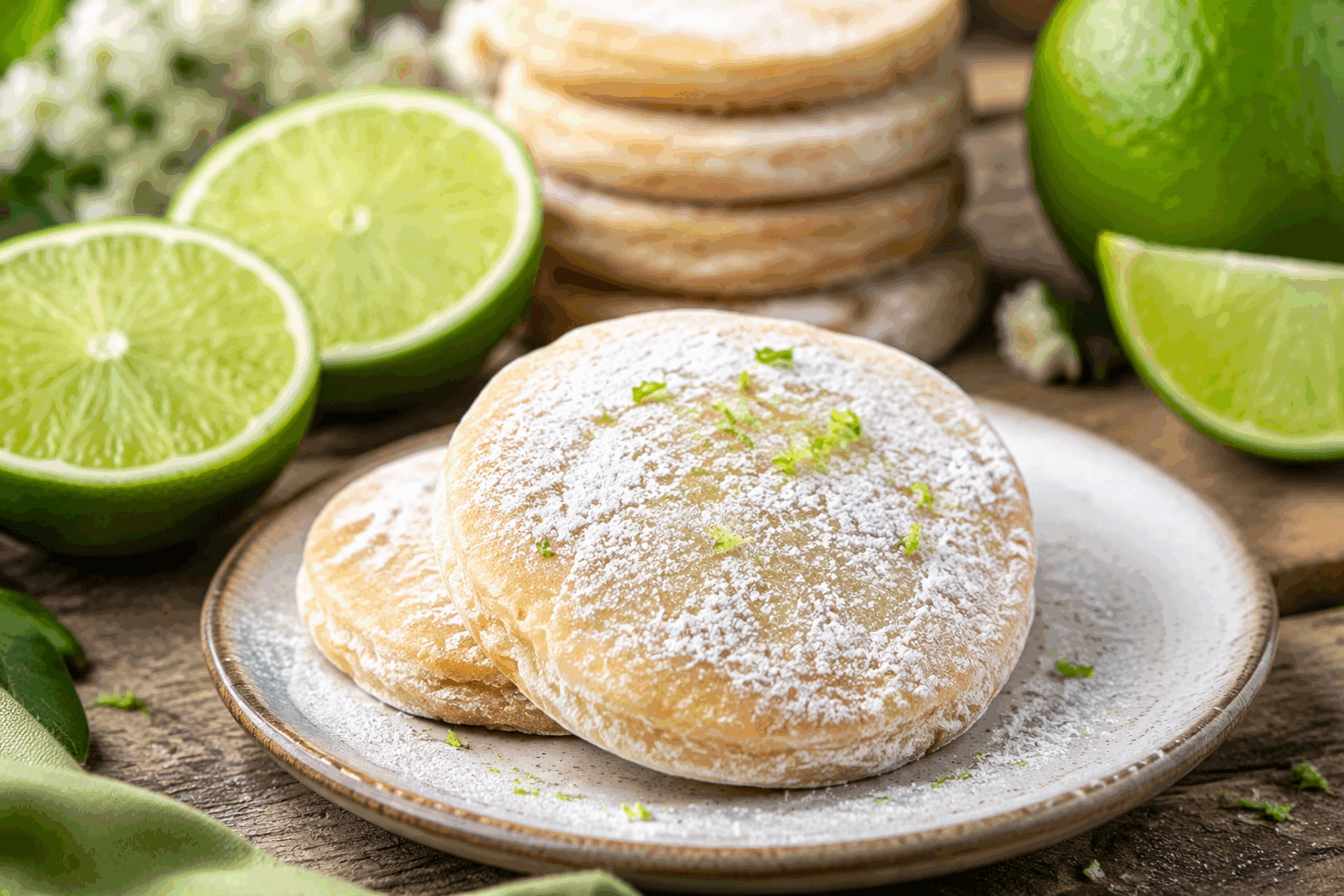 Biscuits au citron vert sans œufs : fondants et croquants en seulement 5 minutes 🍋👌 Description Ces biscuits au citron vert, à la fois fondants à l'intérieur et légèrement croquants à l'extérieur, offrent une explosion de fraîcheur grâce à leur zest et jus de citron vert. Sans œufs, ils conviennent parfaitement aux personnes allergiques ou suivant un régime végétalien. Parfaits pour une pause gourmande rapide ou accompagner un thé ou un café. Informations Temps de préparation : 5 minutes Temps de cuisson : 12 minutes Nombre de portions : 12 biscuits Difficulté : Facile Ingrédients Pour les biscuits 150 g de farine de blé 80 g de sucre en poudre 80 ml d’huile végétale neutre (tournesol ou colza) 1 citron vert (zeste et jus) 1 cuillère à café de levure chimique 1 pincée de sel 1 cuillère à café d’extrait de vanille (facultatif) Préparation Préchauffe le four à 180°C (chaleur tournante de préférence). Dans un saladier, mélange la farine, la levure chimique, le sel et le sucre en poudre. Ajoute le zeste finement râpé du citron vert et mélange bien pour répartir les arômes. Incorpore l’huile végétale puis le jus de citron vert et l’extrait de vanille. Mélange à la spatule jusqu’à obtenir une pâte homogène. Forme des petites boules de pâte d’environ 25 g chacune et dispose-les sur une plaque recouverte de papier cuisson en les espaçant légèrement. Aplatis délicatement chaque boule avec le dos d’une fourchette pour obtenir une forme plate et striée. Enfourne pour 10 à 12 minutes : les biscuits doivent être dorés sur les bords tout en restant moelleux au centre. Laisse refroidir complètement sur une grille avant de déguster pour qu’ils deviennent croquants à l’extérieur tout en conservant leur fondant intérieur. Astuces Utilise du jus et du zeste bien frais pour une saveur citron vert intense et naturelle. Ne surmixe pas la pâte afin de conserver une texture légère et éviter qu’elle ne devienne dure après cuisson. Tu peux remplacer l’huile végétale par 80 g de compote de pomme pour une version encore plus légère. Conserves les biscuits dans une boîte hermétique à température ambiante pour préserver leur croquant. Service Servez ces biscuits au citron vert en accompagnement d’un thé vert, d’une infusion délicate ou d’un café doux. Ils sont parfaits pour une collation fraîche et légère, idéale pour les après-midis d’été ou pour une pause gourmande en douceur.