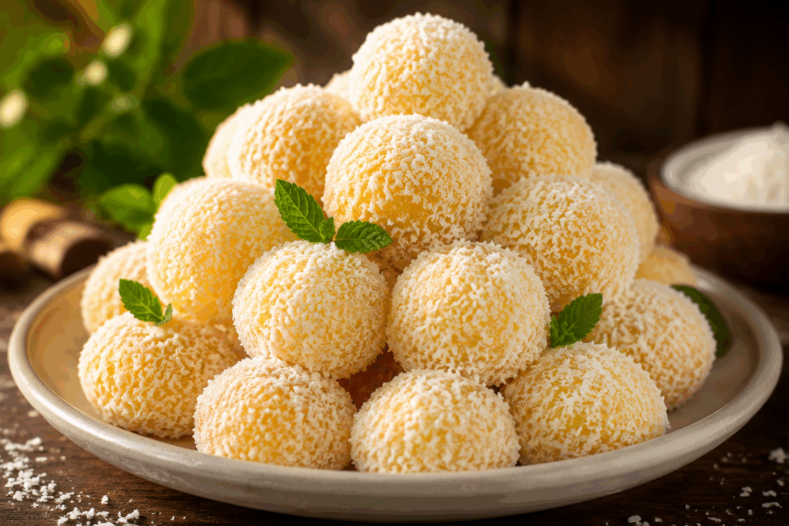 Boules de coco fondantes sans beurre, prêtes en 5 minutes ✨👌 Description Ces boules de coco sont de délicieuses douceurs fondantes, légères et rapides à préparer. Sans beurre, elles conviennent parfaitement aux amateurs de recettes simples et gourmandes, idéales pour un goûter improvisé ou une pause sucrée saine. Leur texture moelleuse et leur parfum intense de noix de coco raviront petits et grands en toutes occasions. Informations Temps de préparation : 5 minutes Temps de cuisson : 0 minute Nombre de portions : 12 pièces Difficulté : Facile Ingrédients Pour les boules de coco 200 g de noix de coco râpée non sucrée 100 g de sucre glace 100 g de fromage blanc ou yaourt nature (à température ambiante) 1 cuillère à café d’extrait de vanille Une pincée de sel Pour la finition Un peu de noix de coco râpée supplémentaire (facultatif) Préparation Dans un saladier, mélange la noix de coco râpée, le sucre glace et la pincée de sel. Ajoute le fromage blanc (ou yaourt) et l’extrait de vanille. Mélange rapidement à la spatule jusqu’à obtenir une pâte homogène et collante. Forme des petites boules de la taille d’une noix avec les mains légèrement humides pour éviter que la pâte colle. Roulez les boules dans la noix de coco râpée supplémentaire si désiré pour une finition plus esthétique et une texture supplémentaire. Place les boules au frais pendant au moins 30 minutes avant de déguster pour qu’elles soient bien fraîches et fondantes. Astuces Pour un goût plus intense, utilisez de la noix de coco fraîche râpée si disponible. Remplacez le fromage blanc par du yaourt grec pour une texture plus ferme et crémeuse. Vous pouvez ajouter quelques gouttes d’arôme d’amande amère pour varier les saveurs. Conservez ces boules au réfrigérateur dans une boîte hermétique jusqu’à 3 jours pour préserver leur fraîcheur. Service Servez ces boules de coco fondantes bien fraîches, seules ou accompagnées d’un thé vert ou d’un café léger. Elles sont parfaites pour une pause gourmande à tout moment de la journée, ou en dessert léger après un repas estival.
