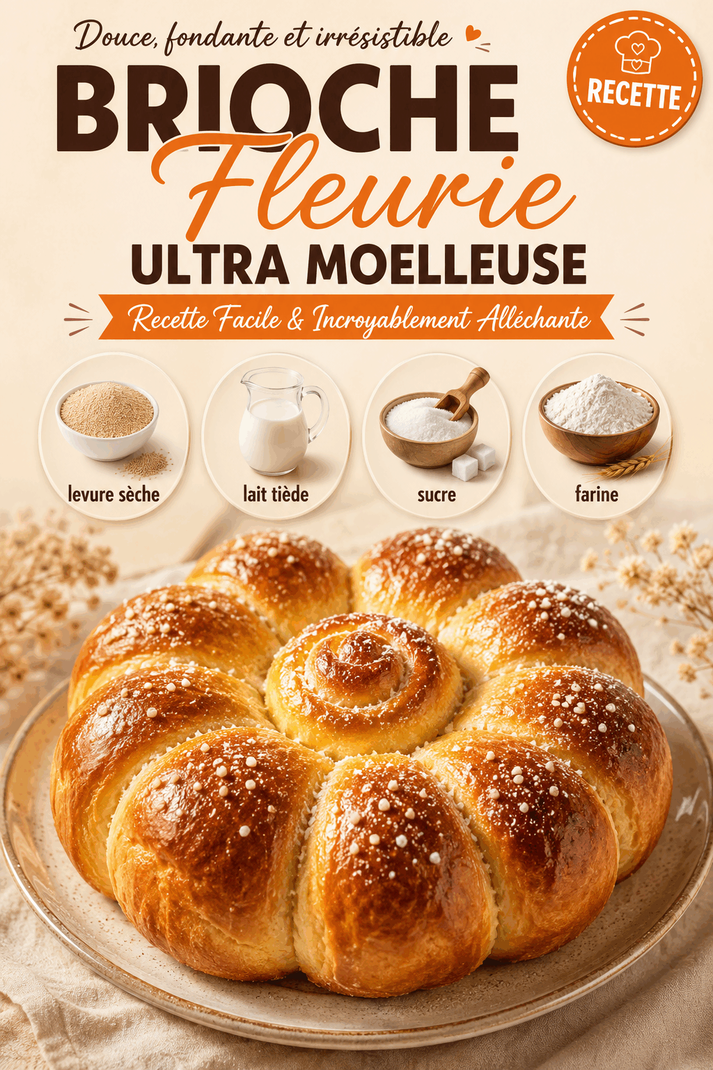 Brioche Fleurie Ultra Moelleuse – Recette Facile & Incroyablement Alléchante