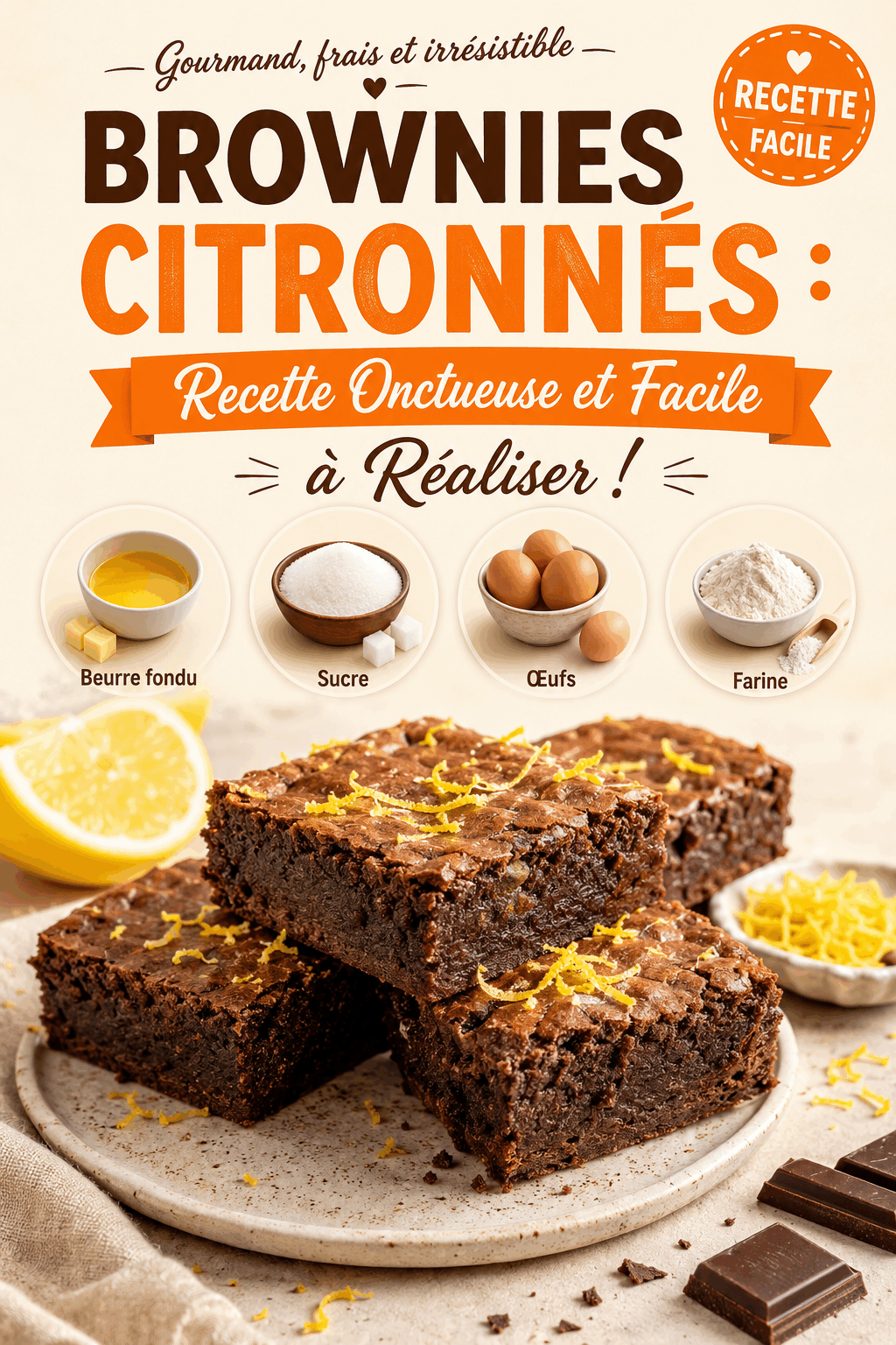 Brownies Citronnés : Recette Onctueuse et Facile à Réaliser !
