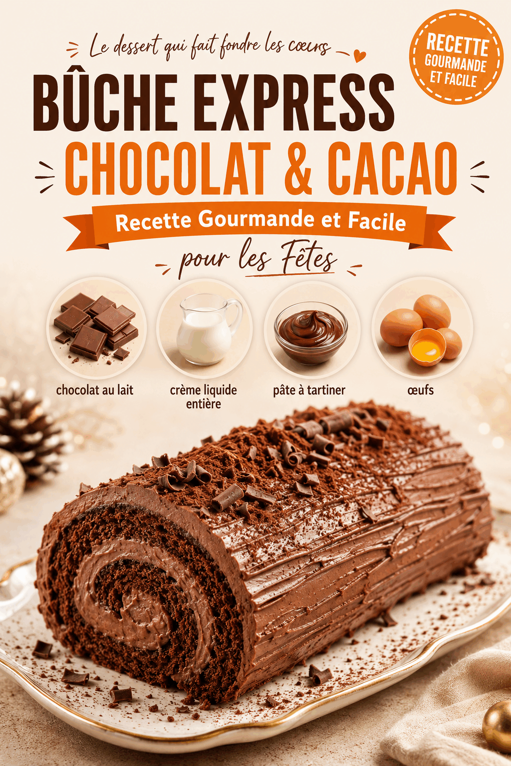 Bûche Express Chocolat & Cacao : Recette Gourmande et Facile pour les Fêtes