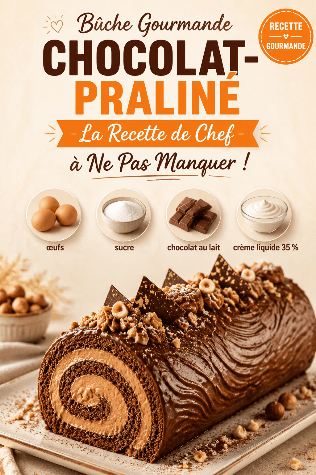 Bûche Gourmande Chocolat-Praliné : La Recette de Chef à Ne Pas Manquer !